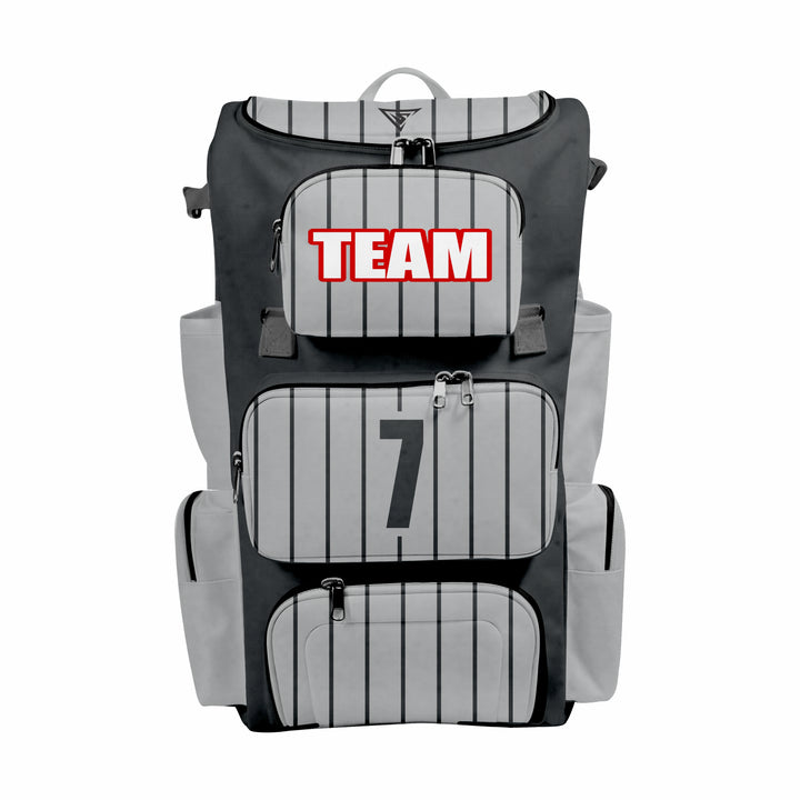 CUSTOM BLACK & GREY ELITE BASEBALL/SOFTBALL BACKPACKS