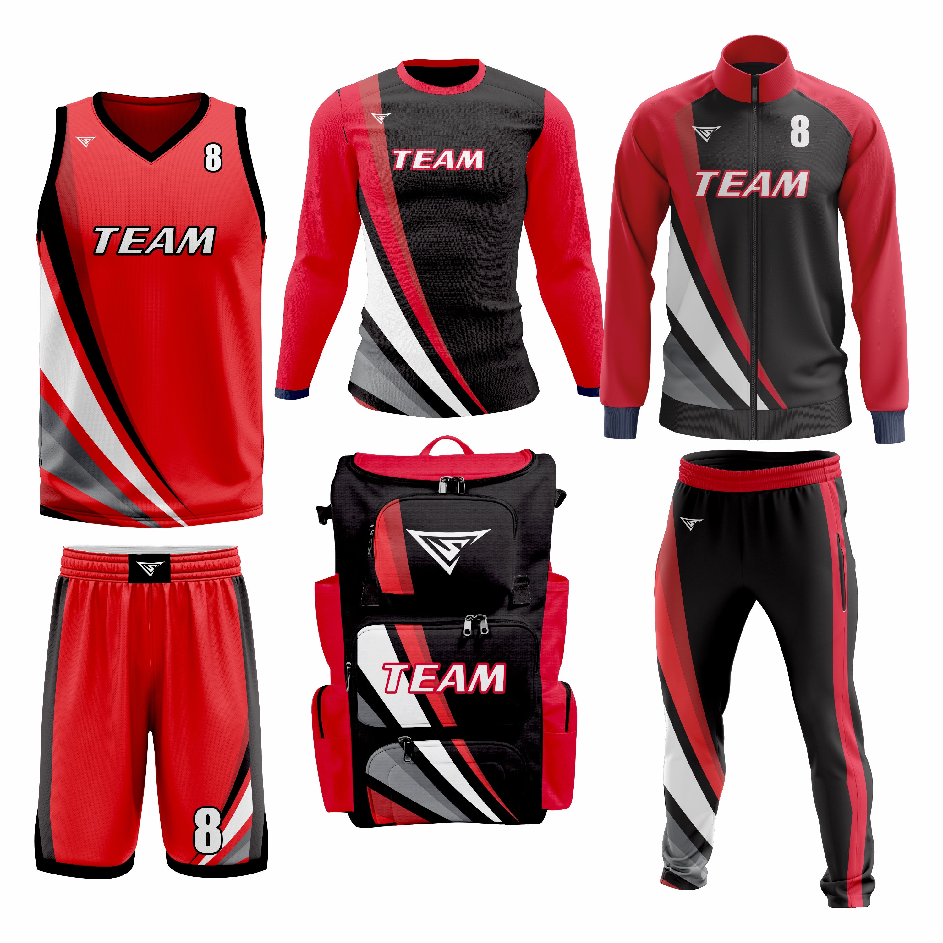 Custom Red Black Basketball Team Uniform Package - All-Star