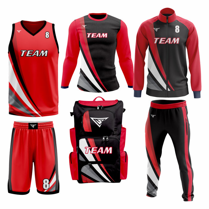 Custom Red Black Basketball Team Uniform Package - All-Star