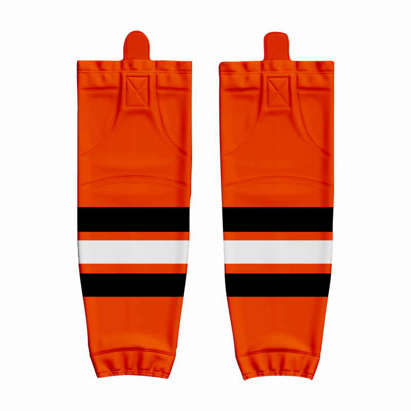 Custom Orange Black white Hockey Socks