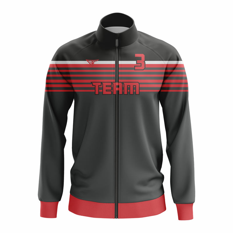Custom Black Red Personalized full Zip Warm-up Jacket