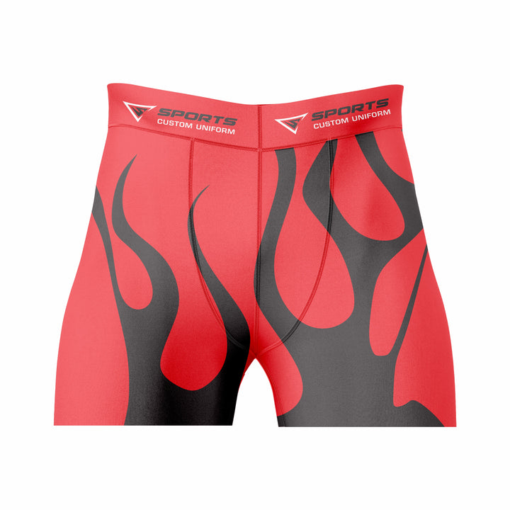 Custom Red Black Authentic Compression Short