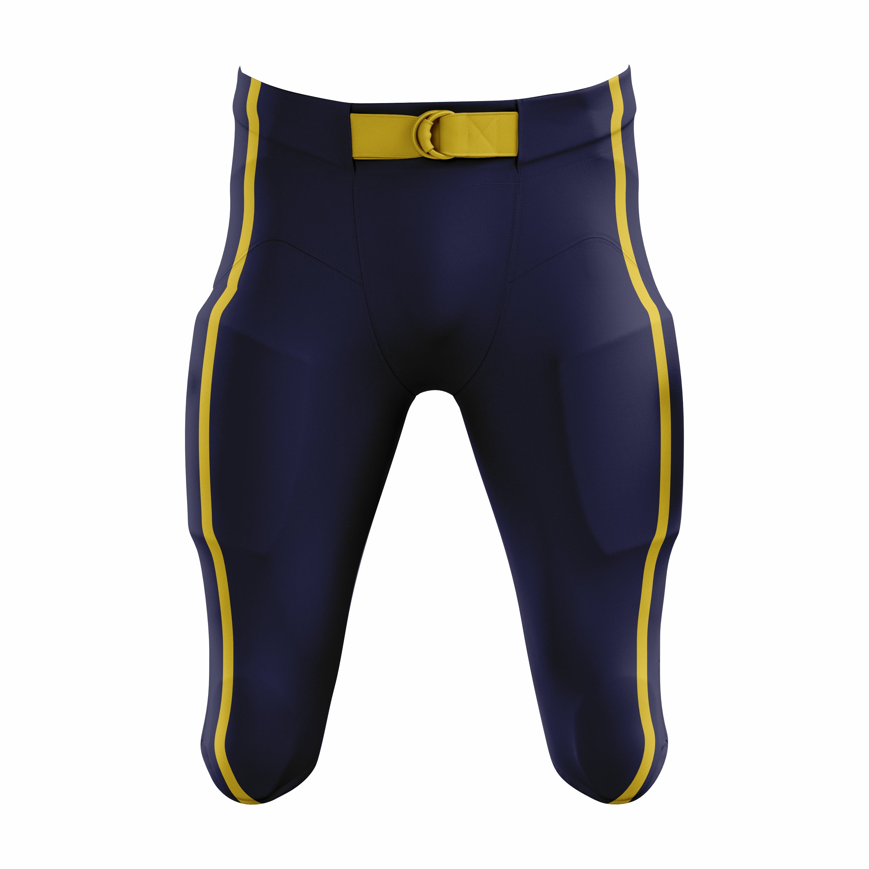 Custom Navy Blue yellow Authentic Integrated Football Pant (High Rise)