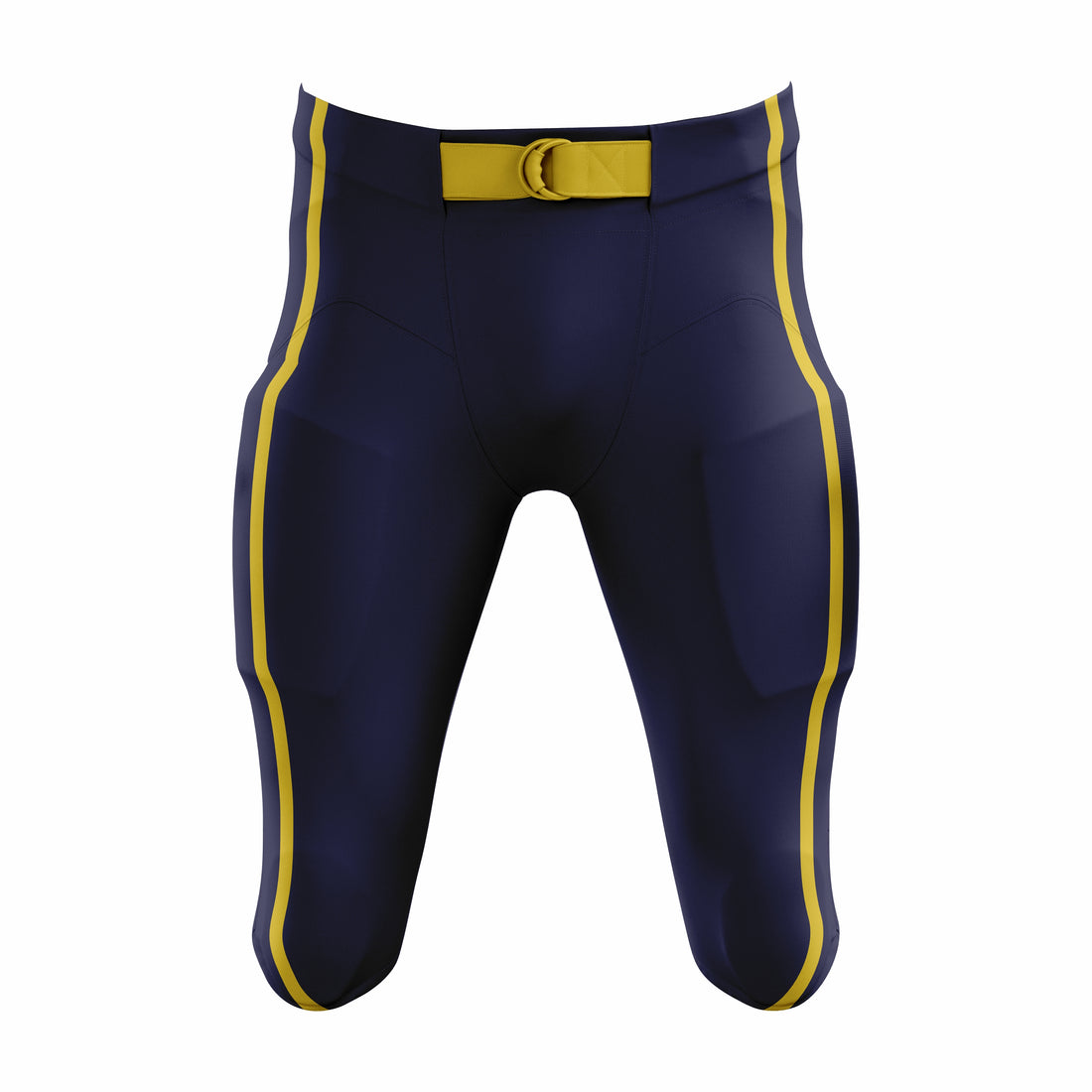 Custom Navy Blue yellow Authentic Integrated Football Pant (High Rise)