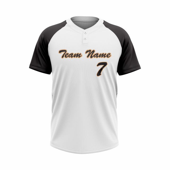 Custom Black, White & Green Authentic Baseball two Buttons Jersey