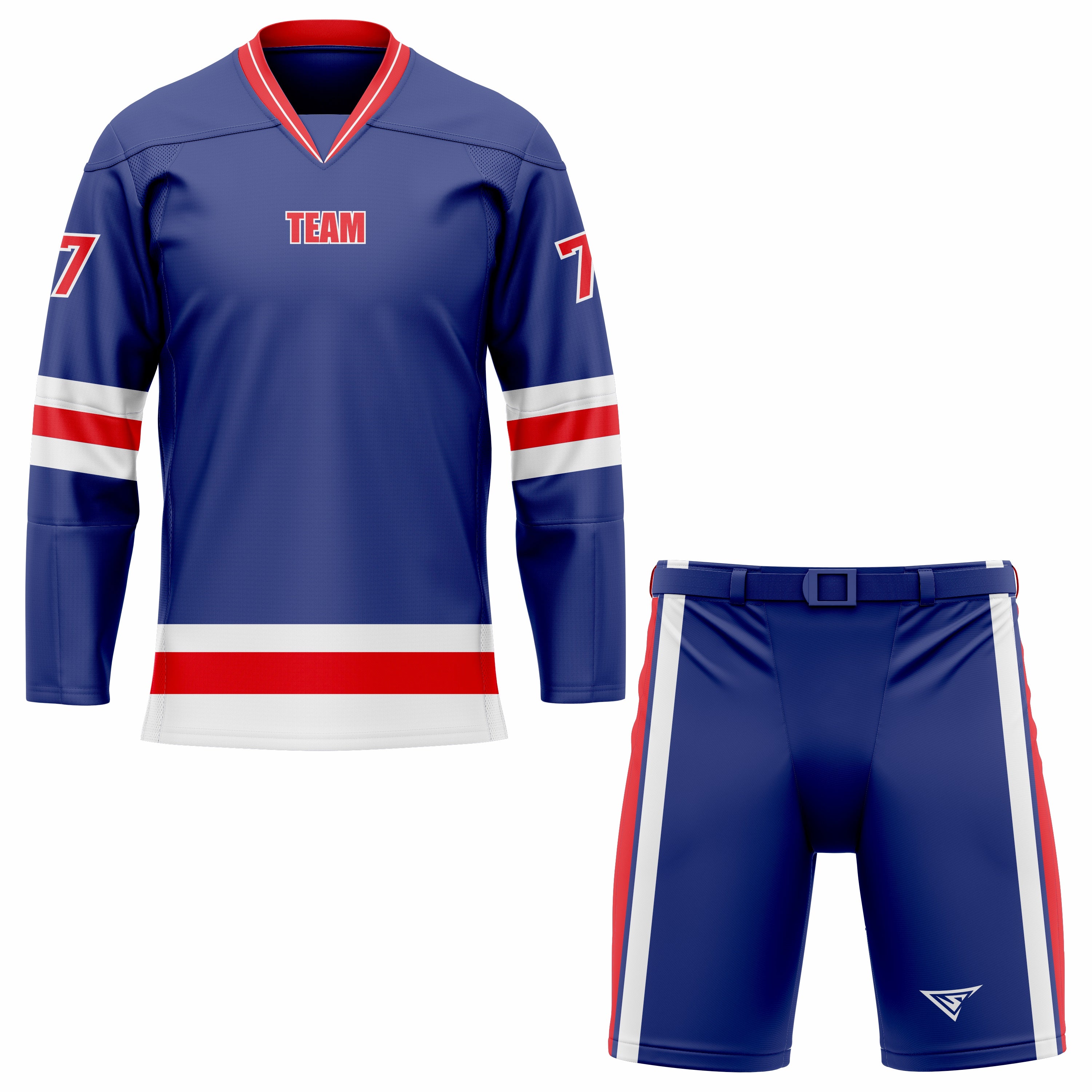 CUSTOM BLUE RED WHITE HOCKEY UNIFORM