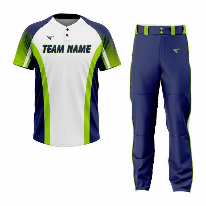 Custom White, Yellow & Blue Baseball Uniform