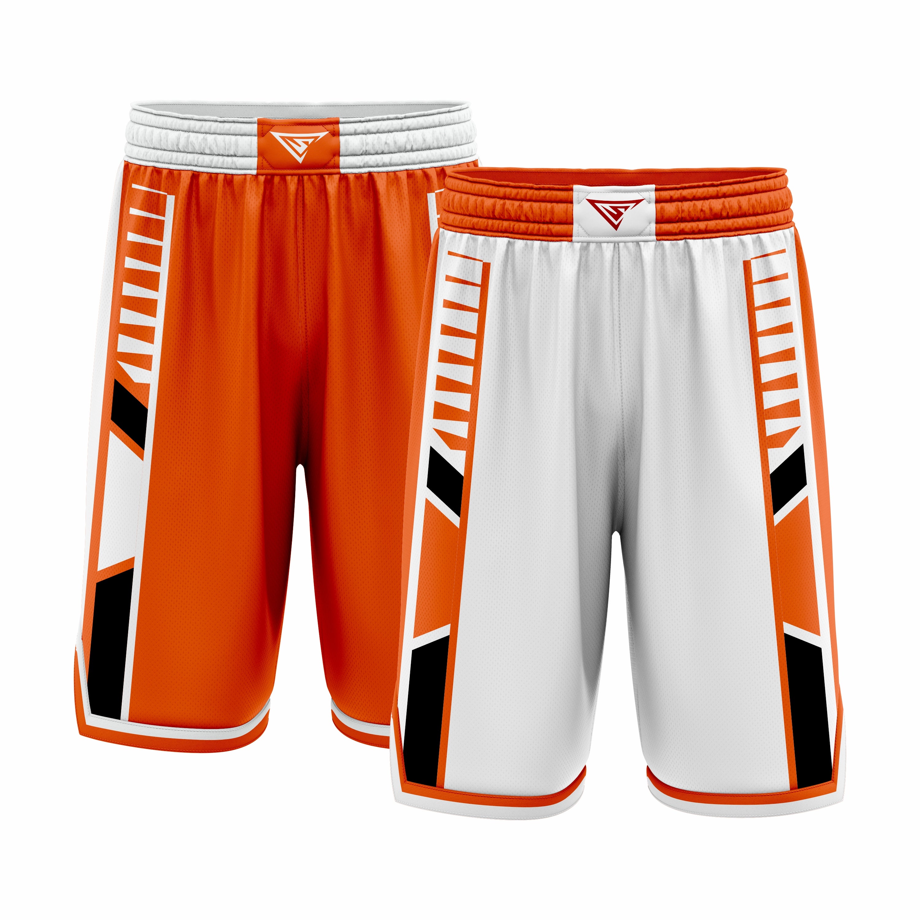 Custom Orange & White Reversible Double Side Sublimation Basketball Short