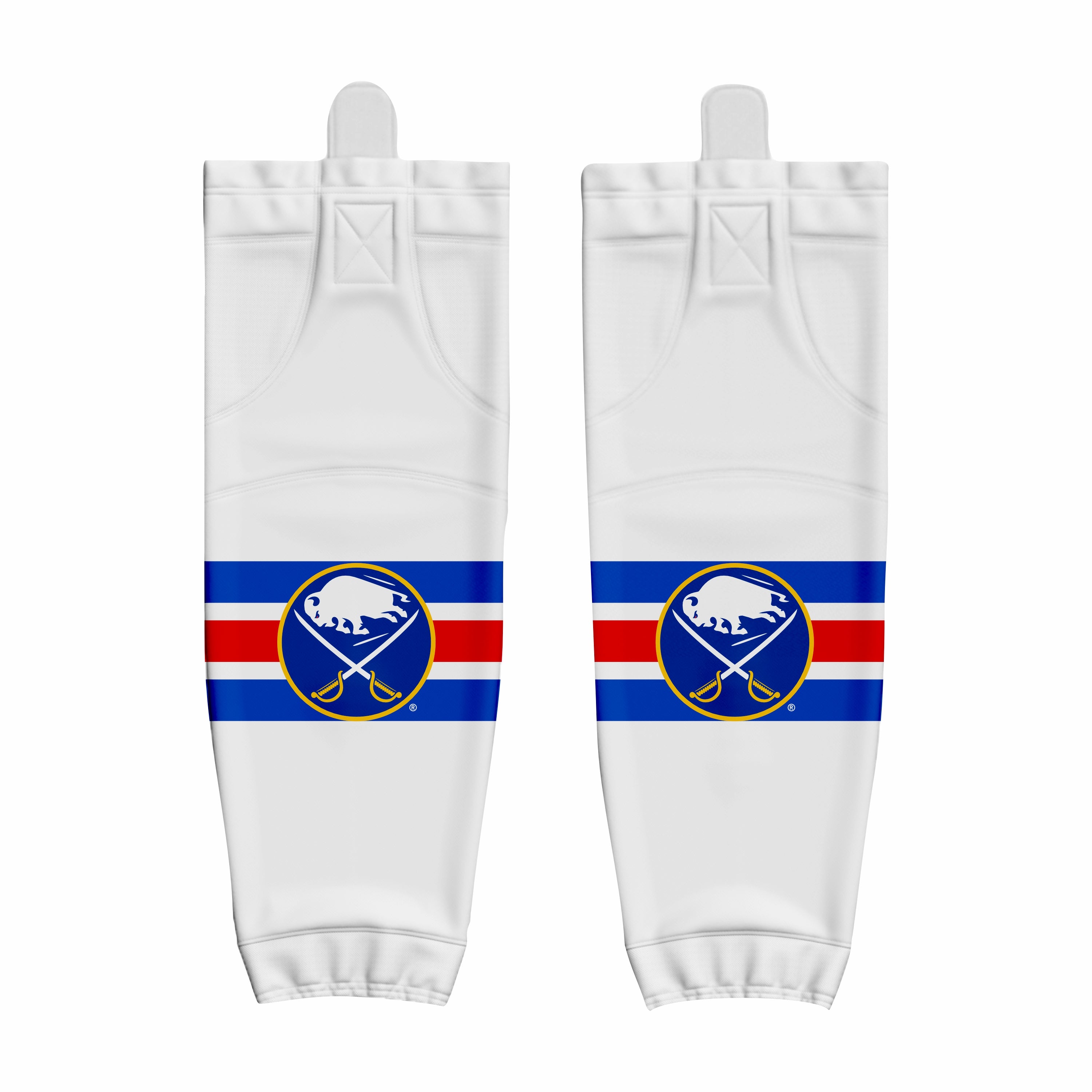 Custom White Blue Red Hockey Socks