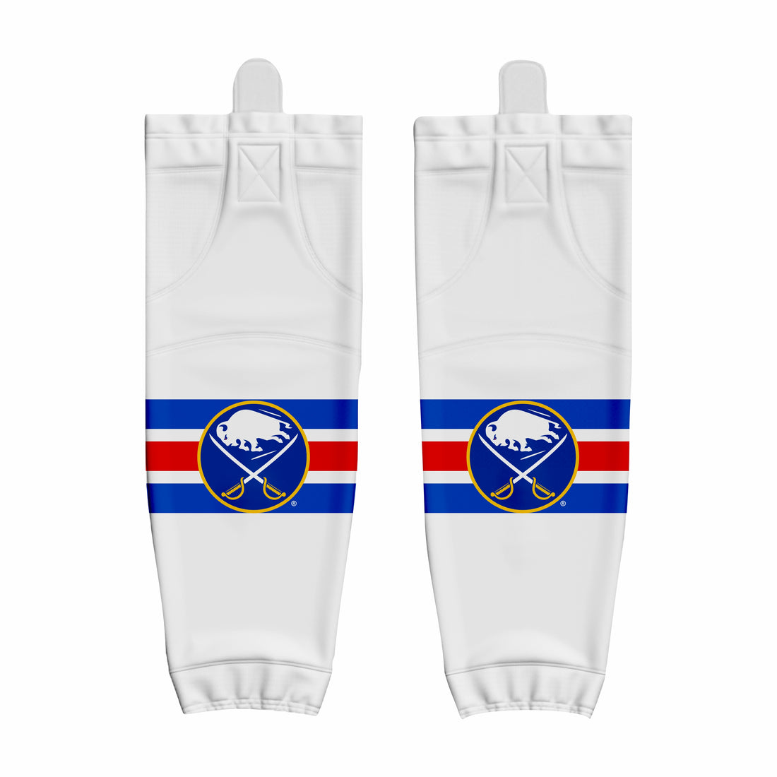 Custom White Blue Red Hockey Socks