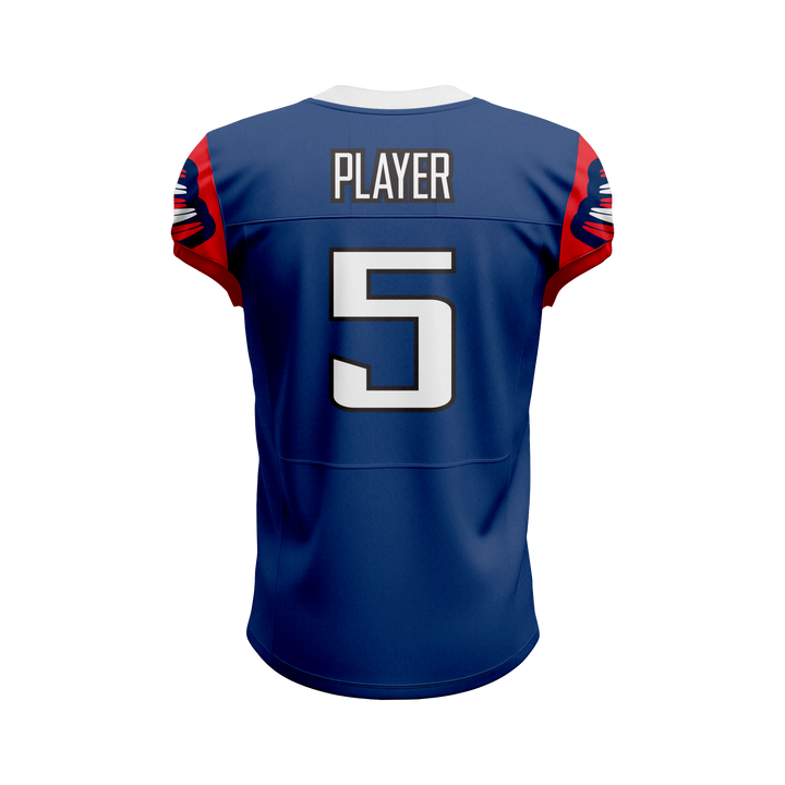 Custom Blue, Red & White American Football Jersey