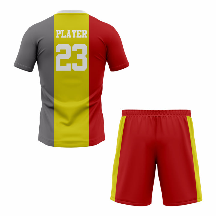 Custom Grey, Orange & Red Sublimation Tennis Uniform