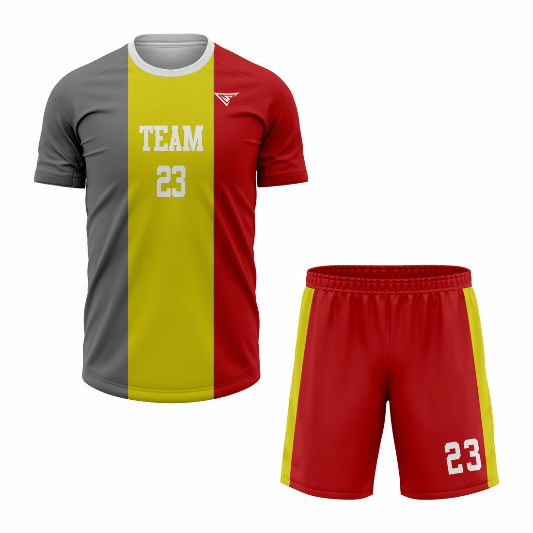 Custom Grey, Orange & Red Sublimation Tennis Uniform