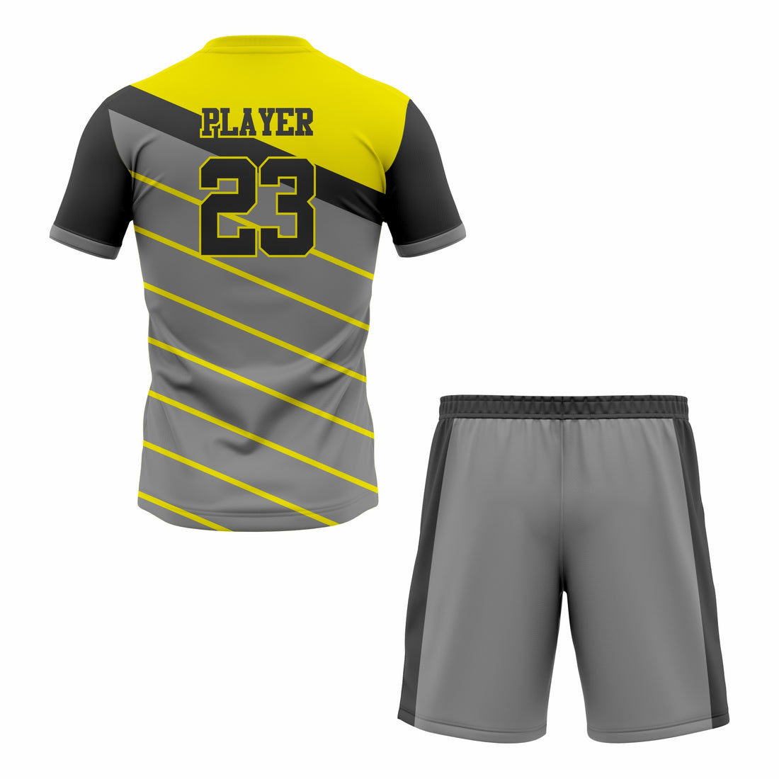 Custom Yellow, Grey & Black Sublimation Tennis Uniform