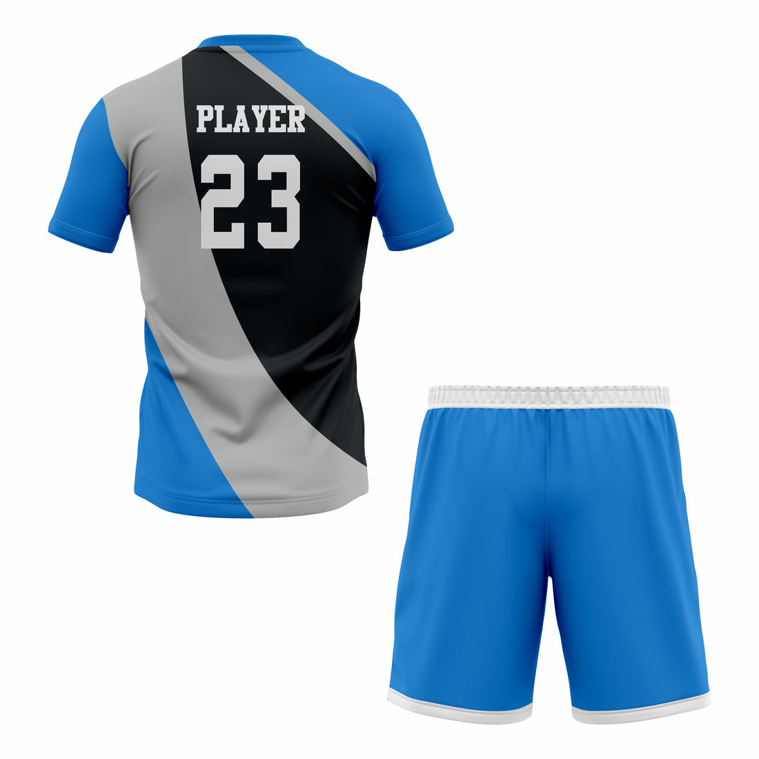 Custom Blue, Black & Grey Sublimation Tennis Uniform