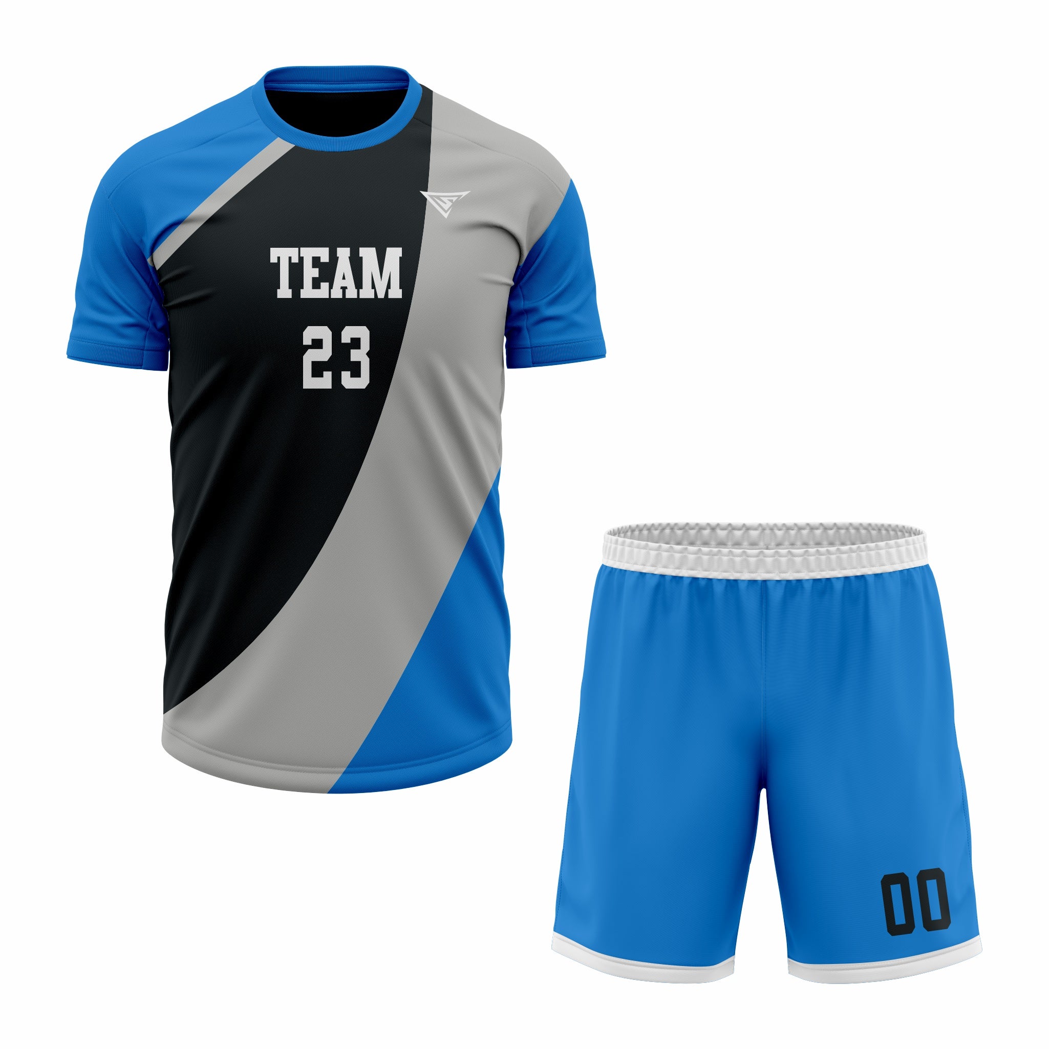 Custom Blue, Black & Grey Sublimation Tennis Uniform