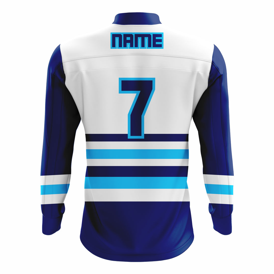 Custom White, Blue & Cyan ¼ ZIP LONG SLEEVE WARM UP SOFTBALL JACKET