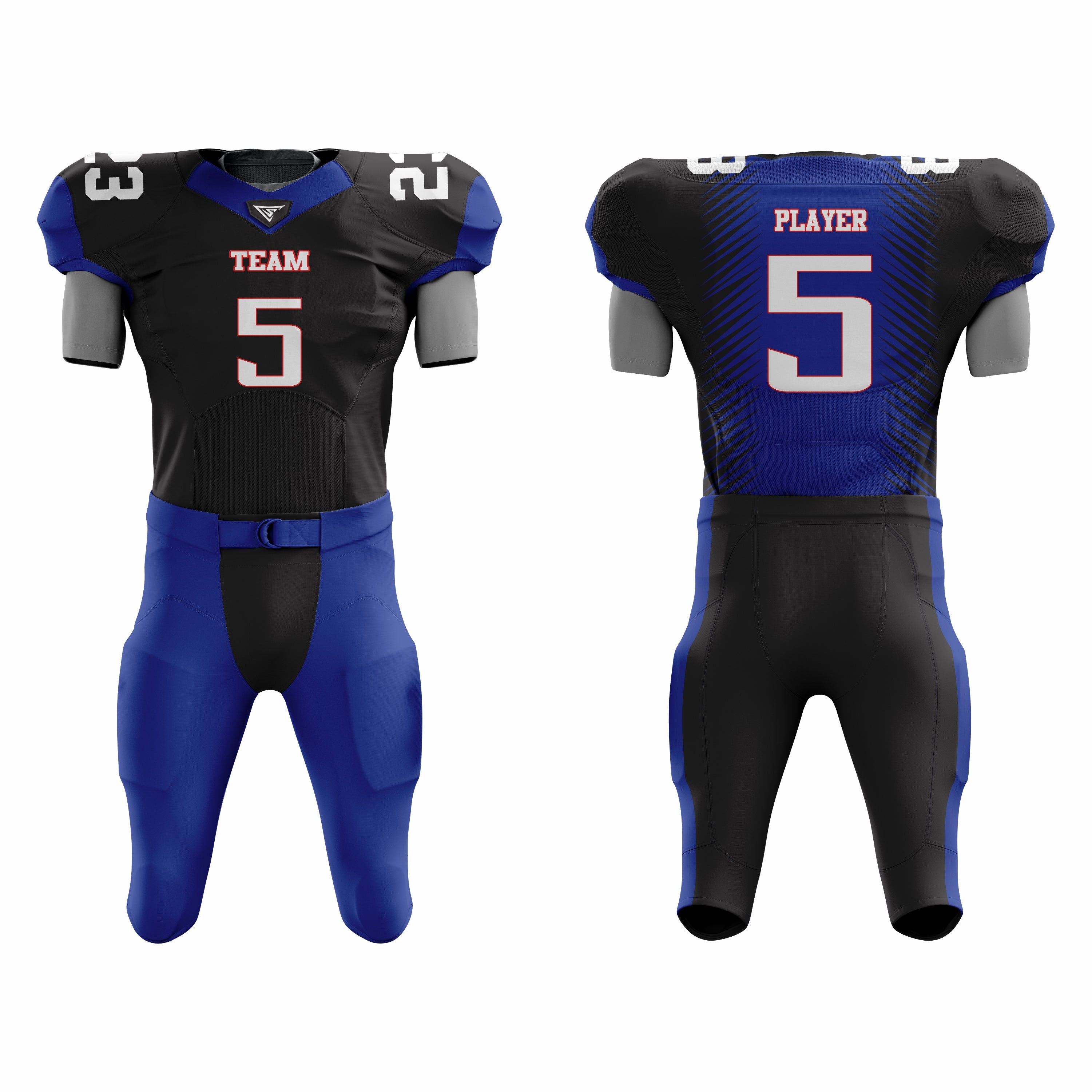 CUSTOM BLACK ROYAL AMERICAN FOOTBALL UNIFORM