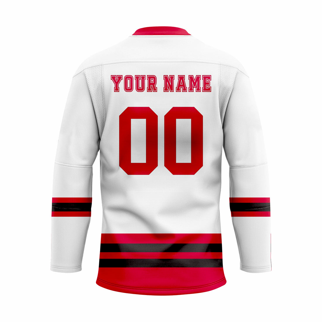 Custom white red black Laced Hockey jersey