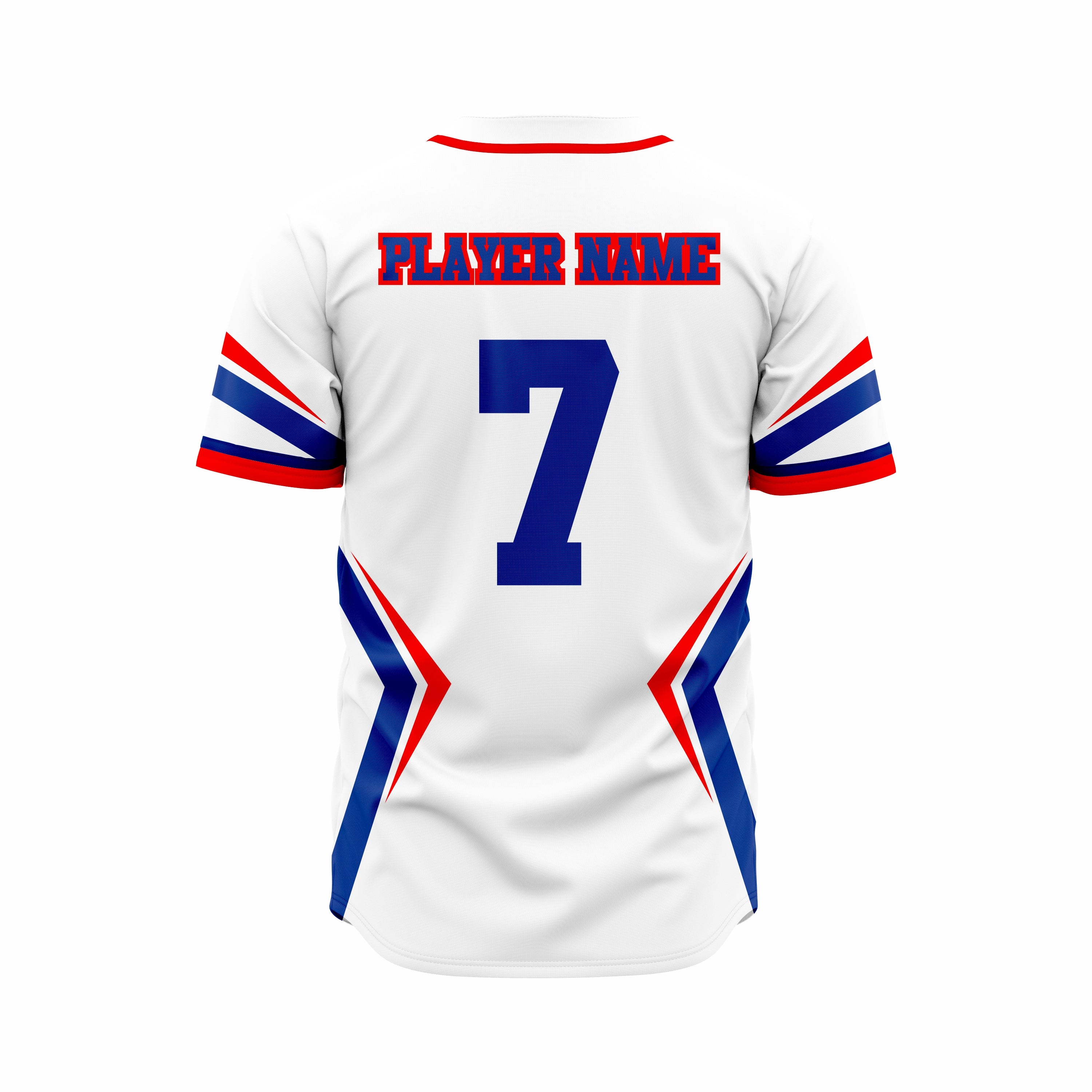 Custom White, Red & Dark Blue Authentic Softball full Buttons Jersey