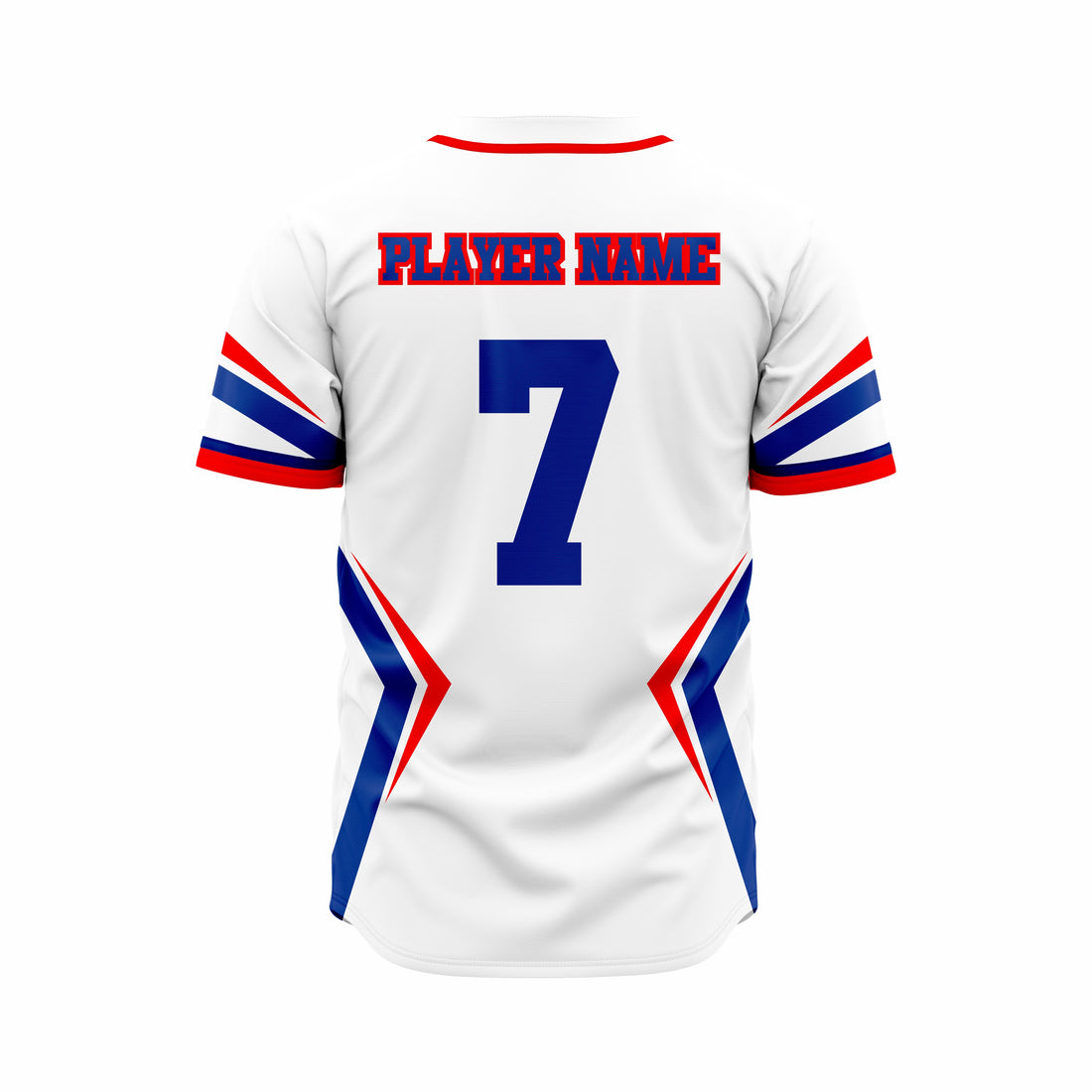 Custom White, Red & Dark Blue Authentic Softball full Buttons Jersey