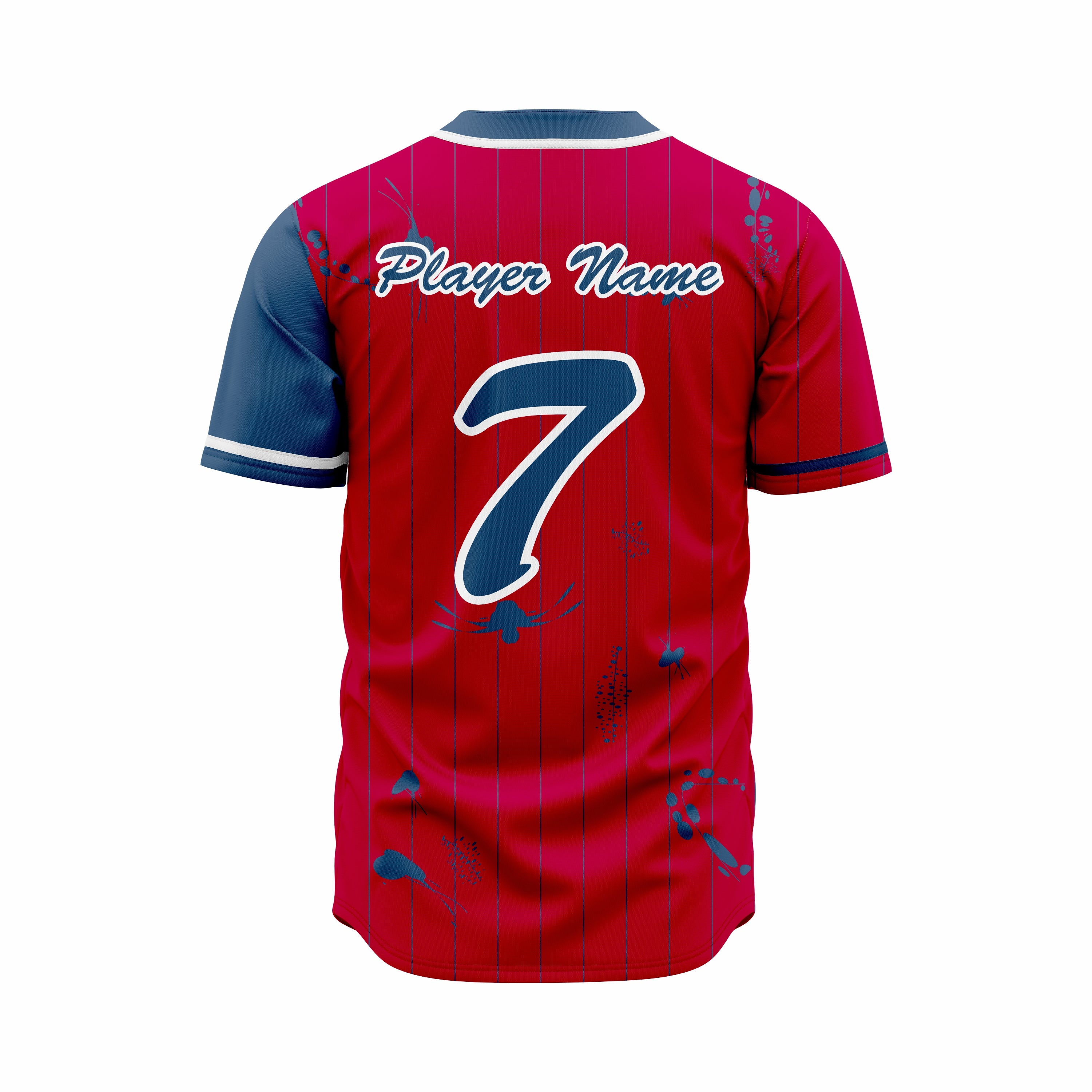 Custom Blue, Red & White Authentic Baseball full Buttons Jersey