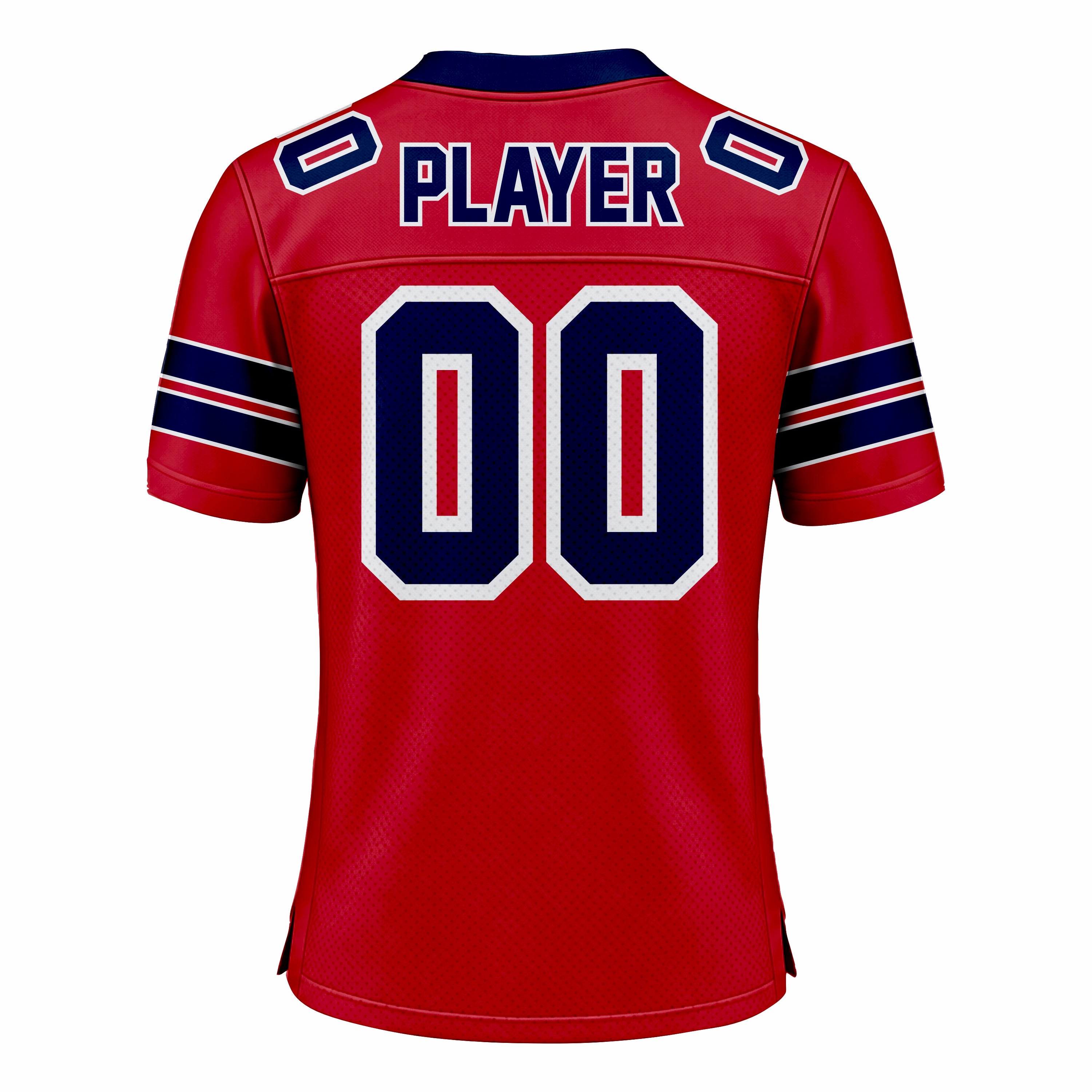 Custom Red & Dark Blue American Football Fan Jersey