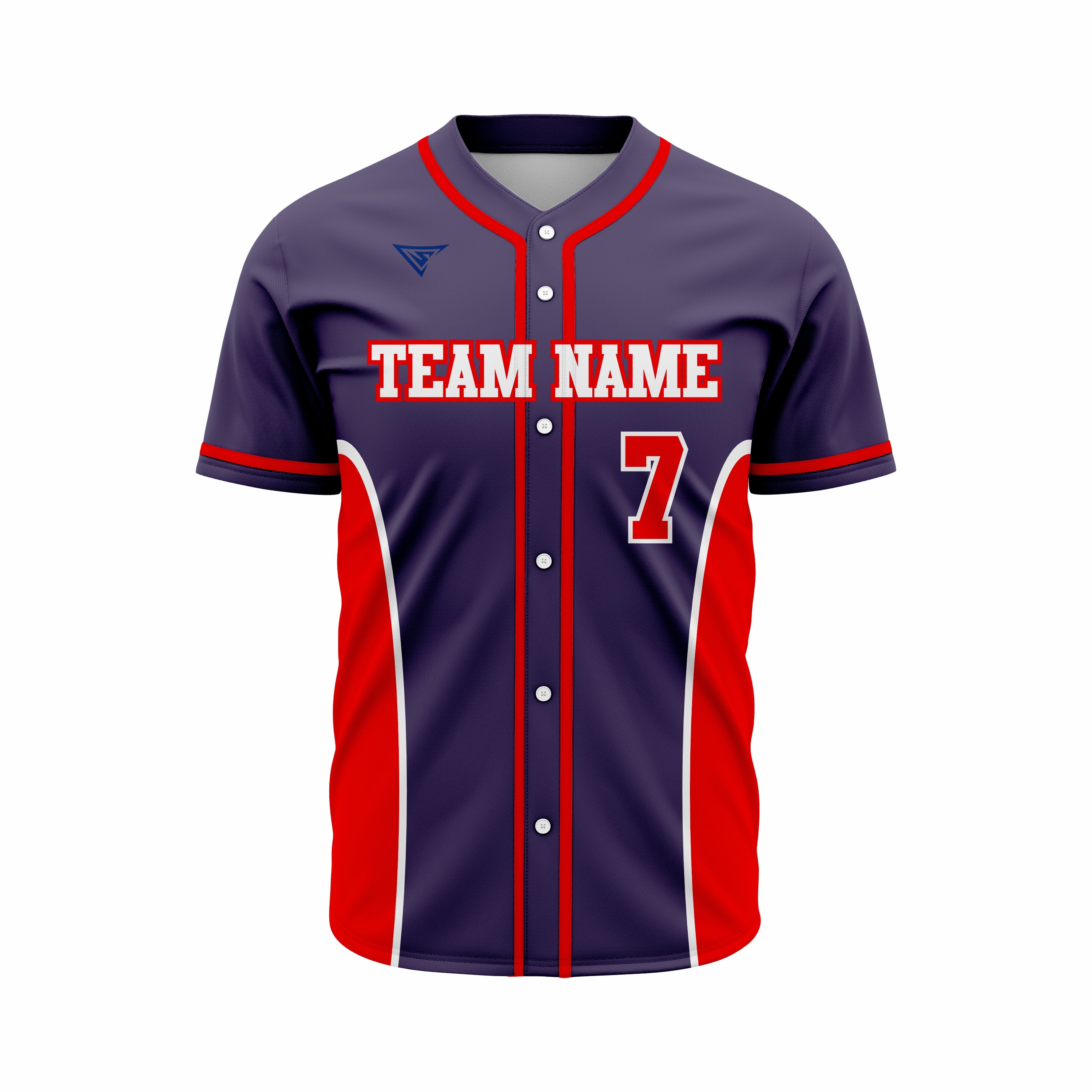 Custom Dark Blue & Red Authentic Softball full Buttons Jersey