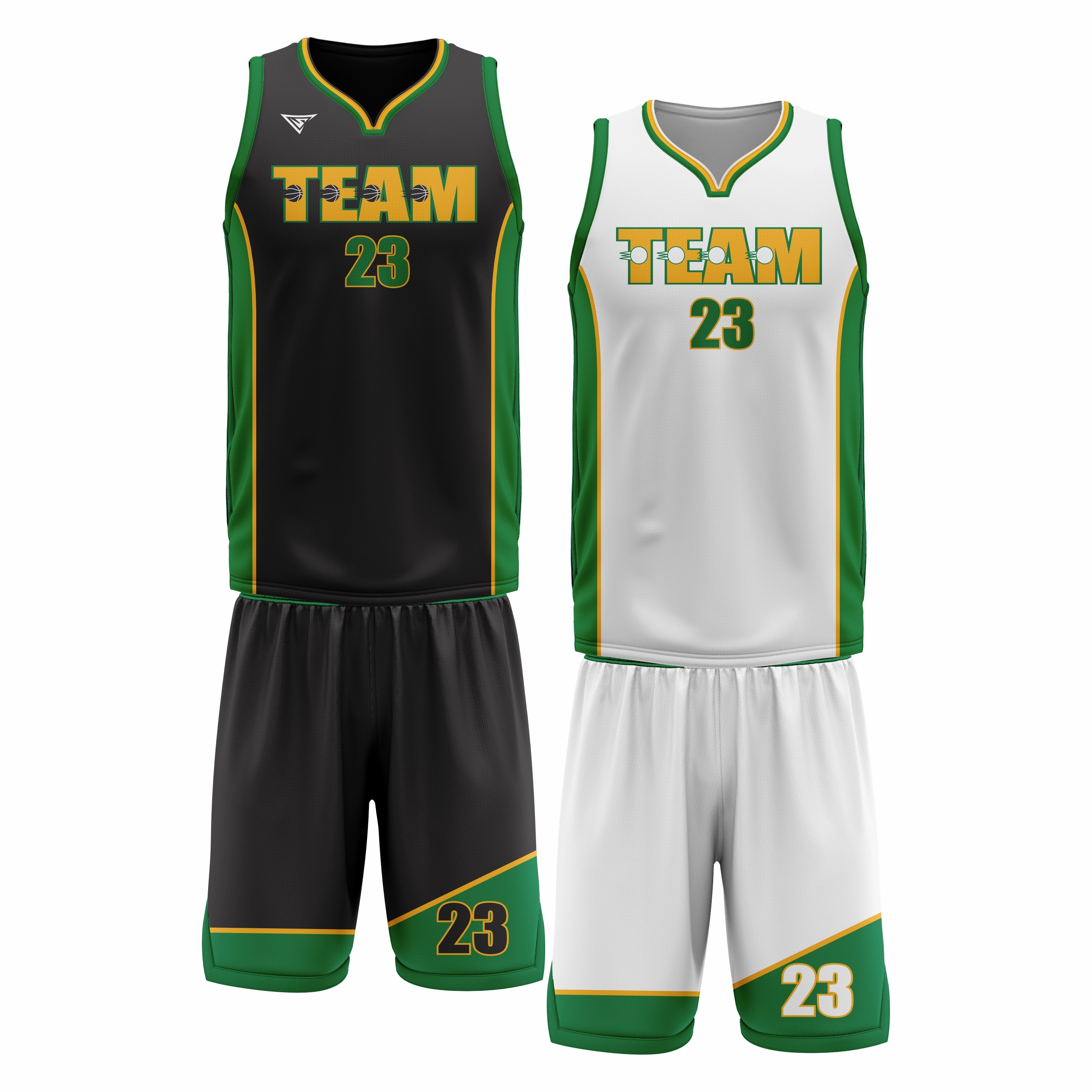Custom Black Green White Double Side Basketball Uniform Set | Sports Custom Uniform