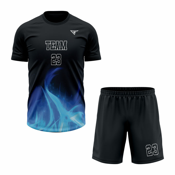 Custom Black & Blue Sublimation Soccer Uniform