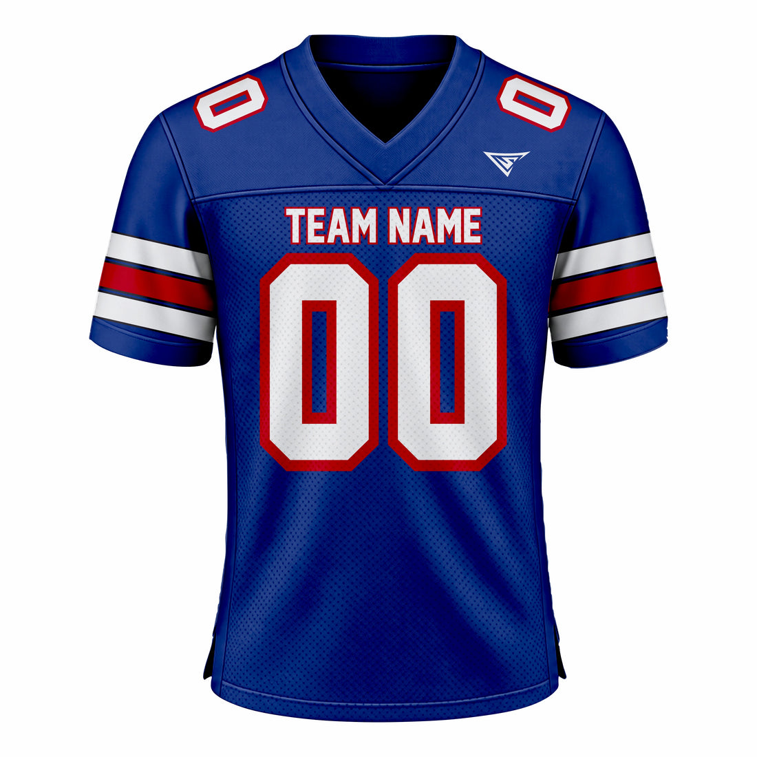 Custom Blue, White & Red American Football Fan Jersey