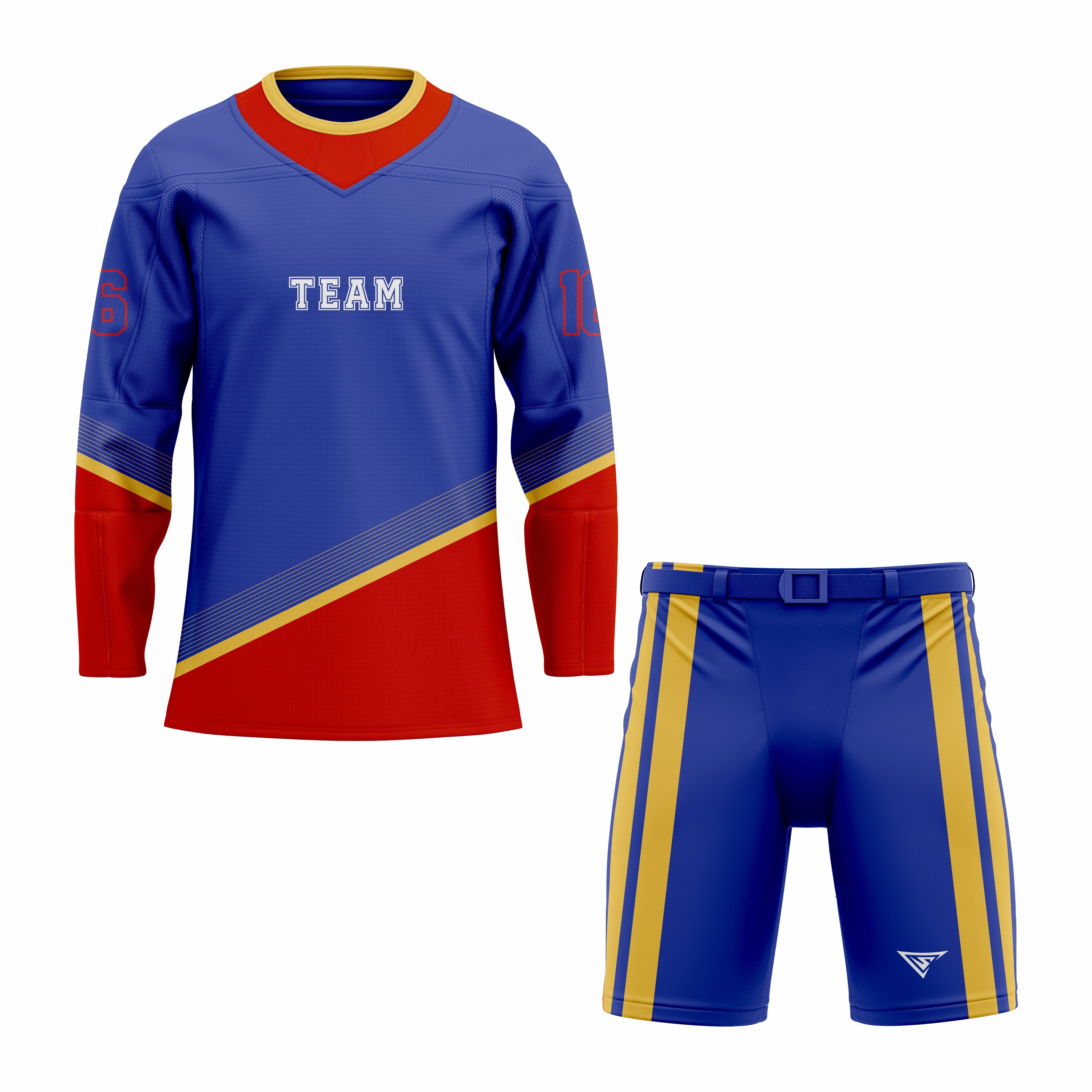 CUSTOM BLUE RED HOCKEY UNIFORM