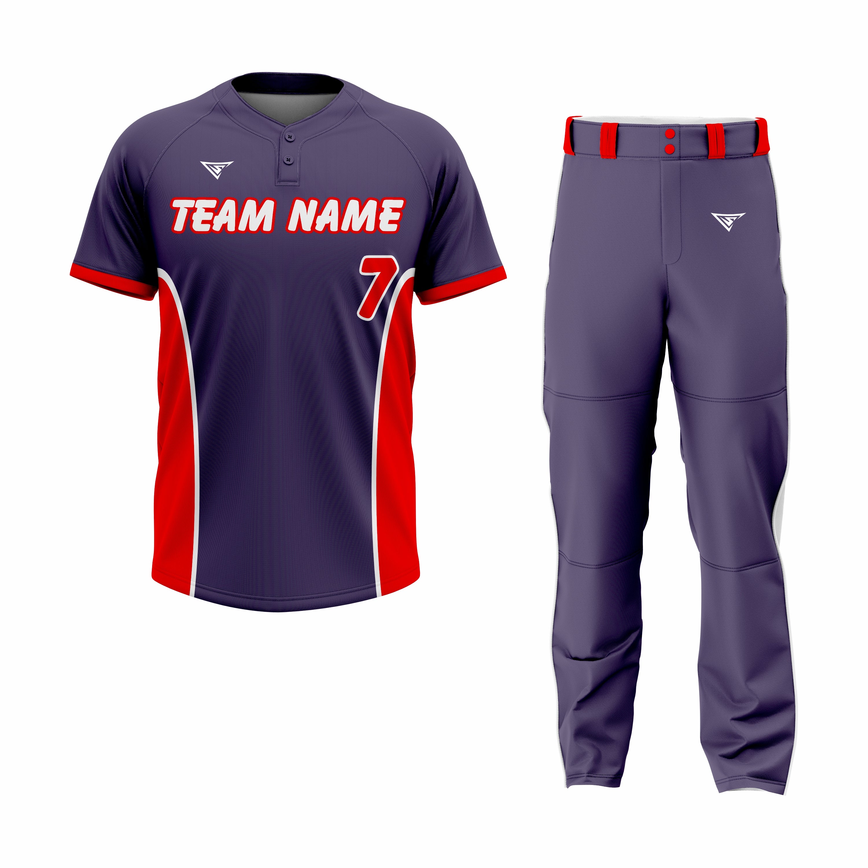 Custom Dark Blue & Red Authentic Softball Uniform