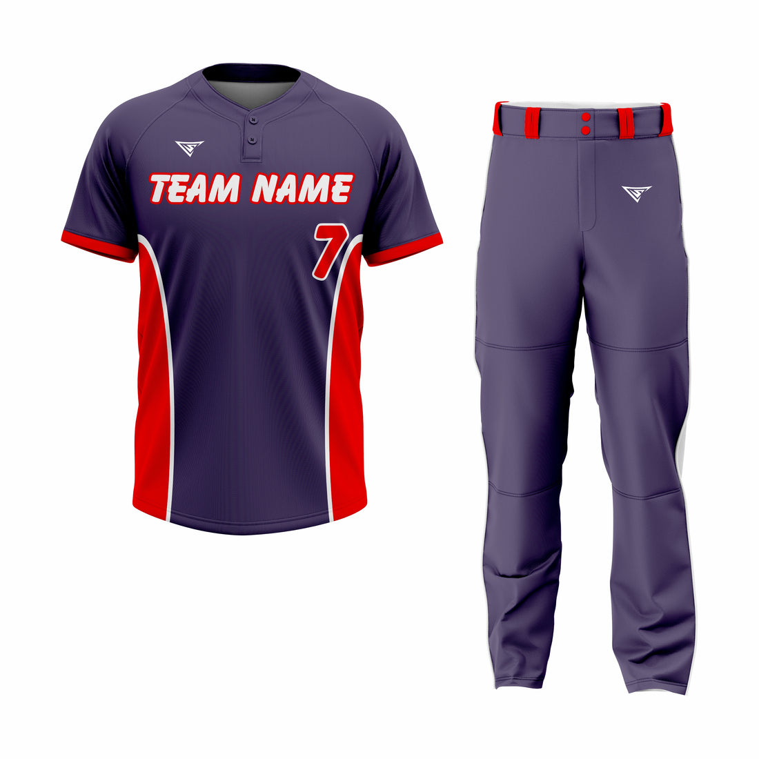Custom Dark Blue & Red Authentic Softball Uniform