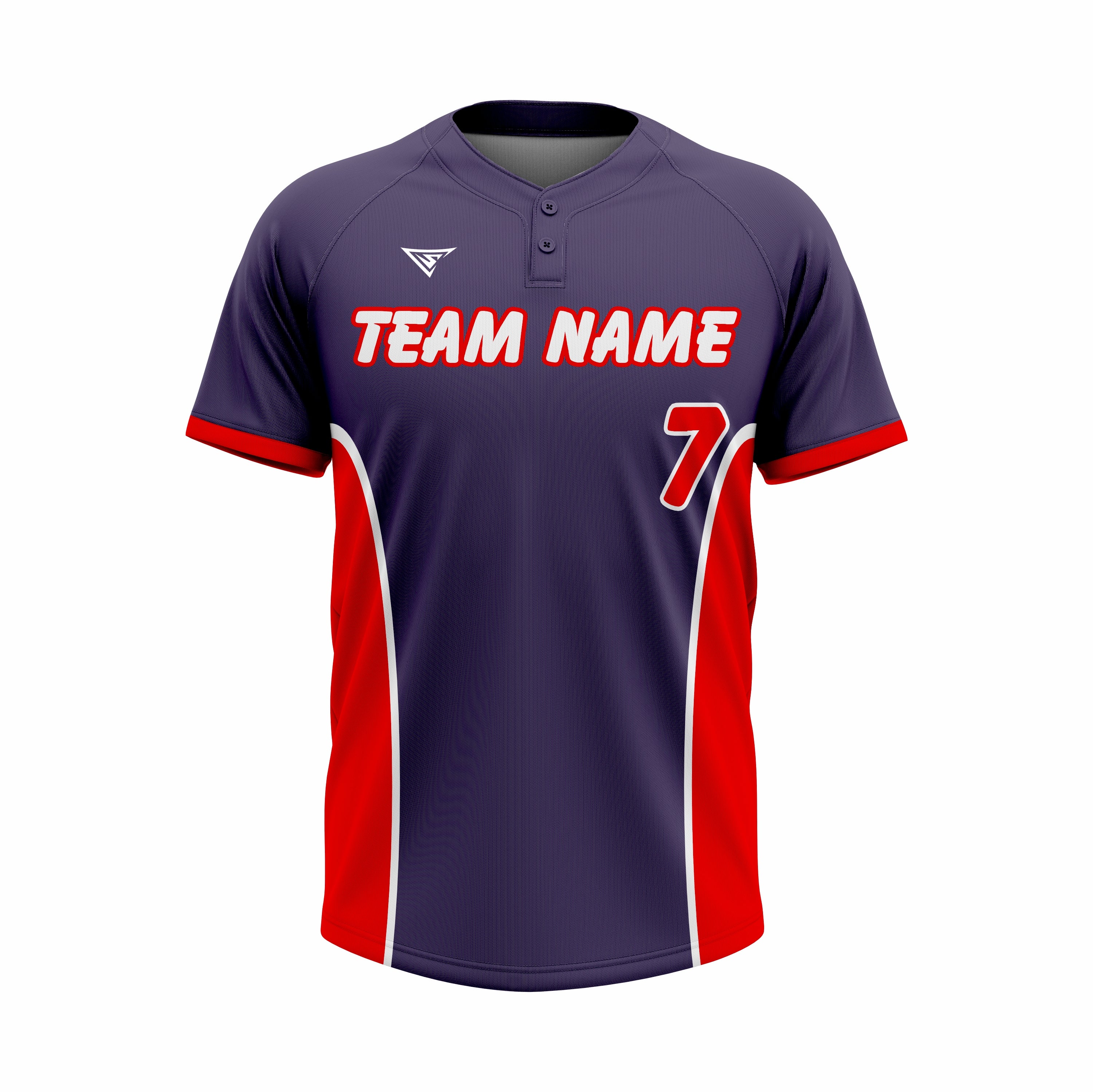 Custom Dark Blue & Red Authentic Softball two Buttons Jersey