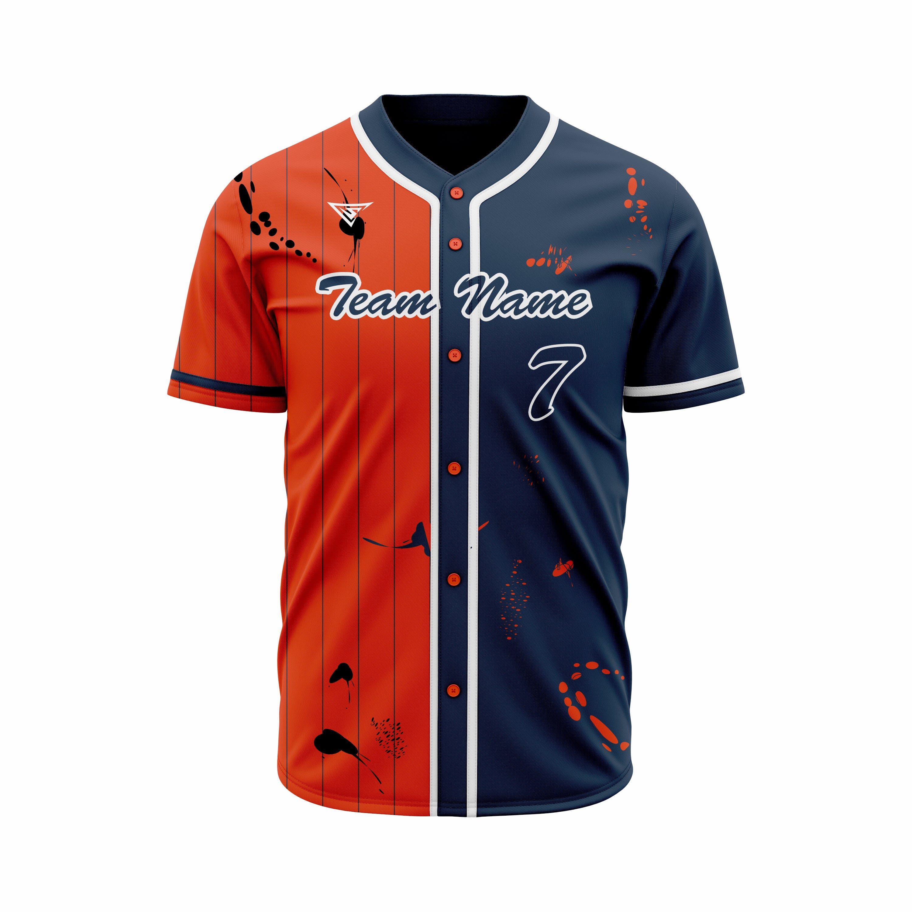 Custom Orange Blue & White Authentic Baseball full Buttons Jersey
