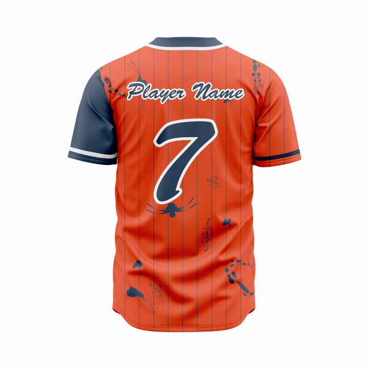 Custom Orange Blue & White Authentic Baseball full Buttons Jersey