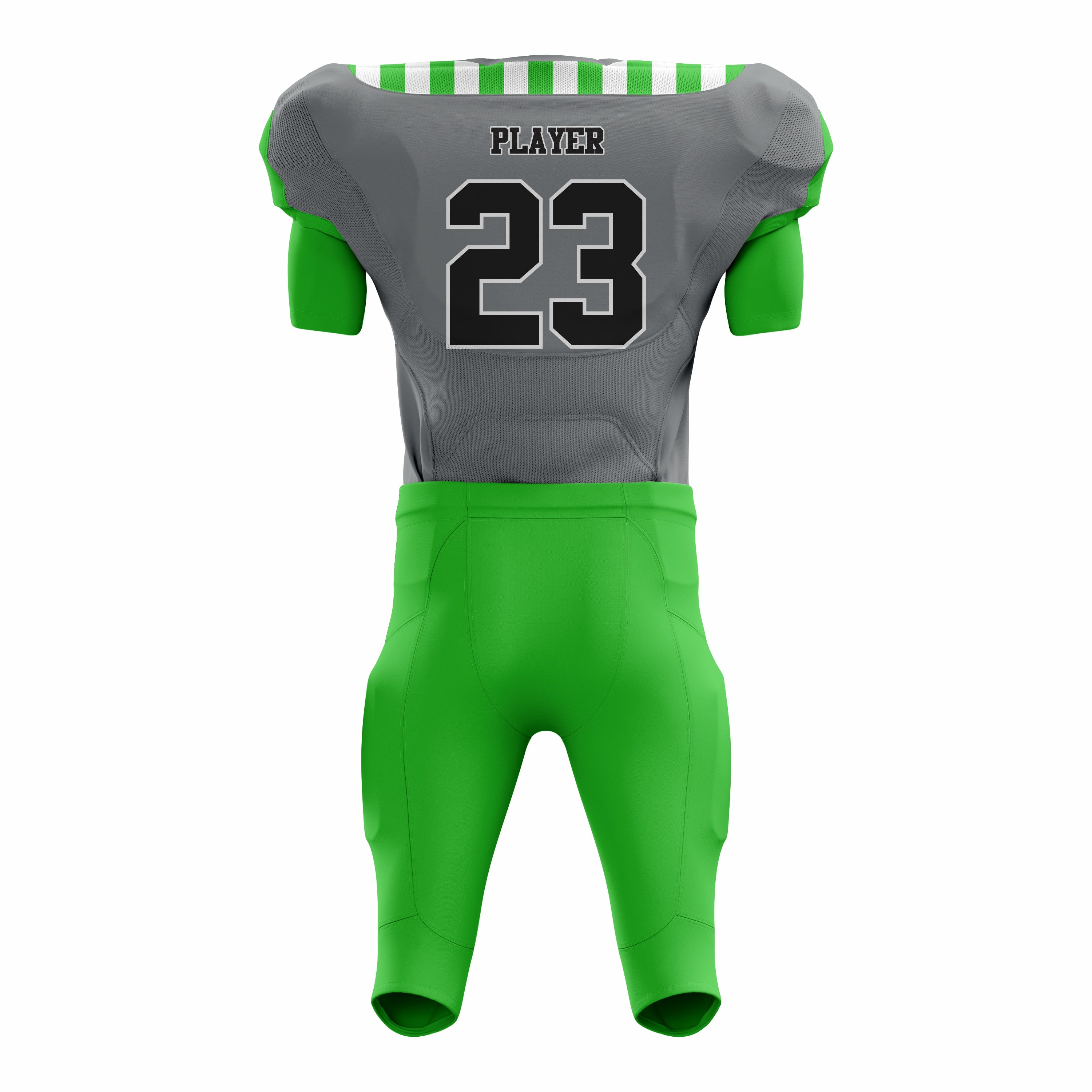 Custom Green Grey American Football Uniforms with Integrated Pads