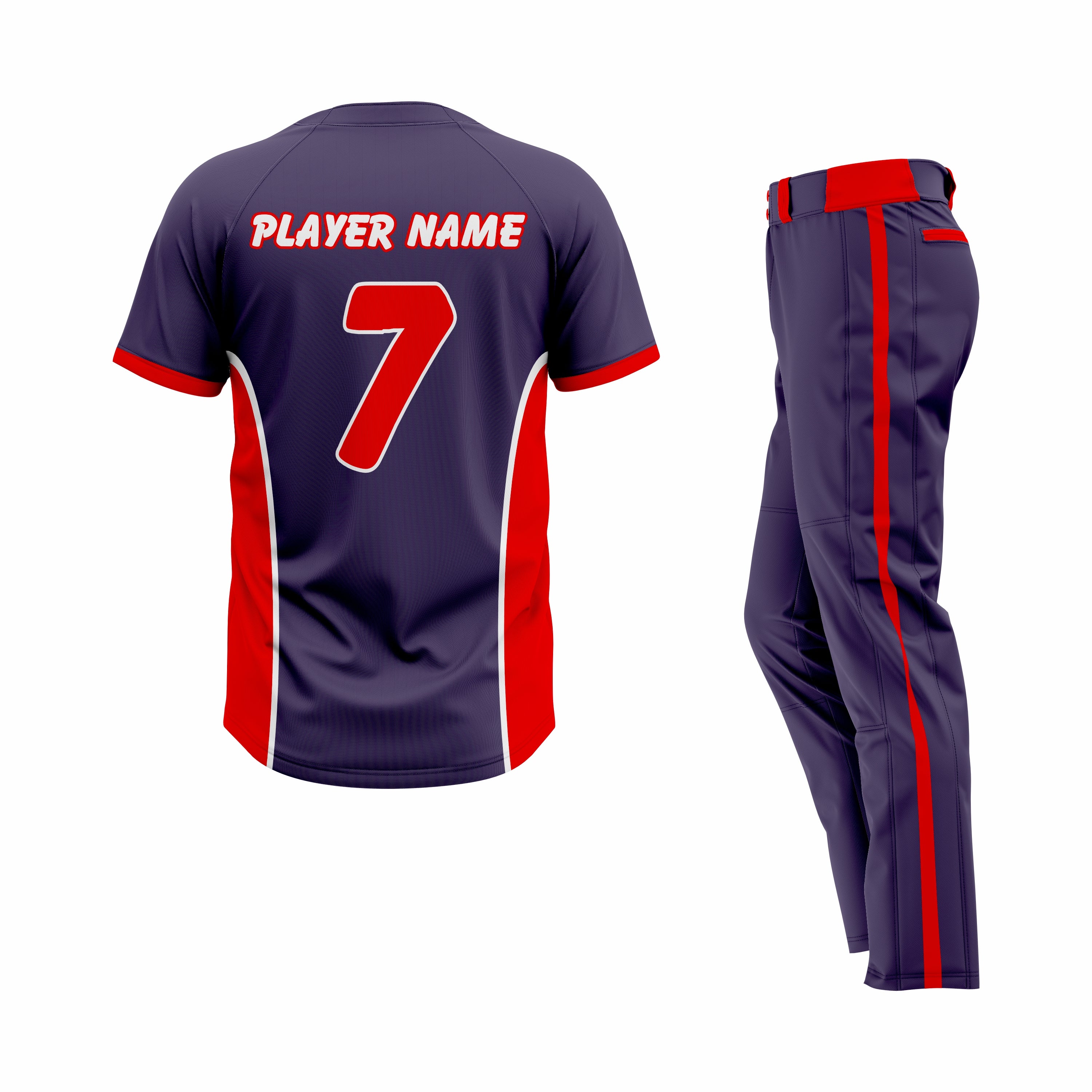 Custom Dark Blue & Red Authentic Softball Uniform