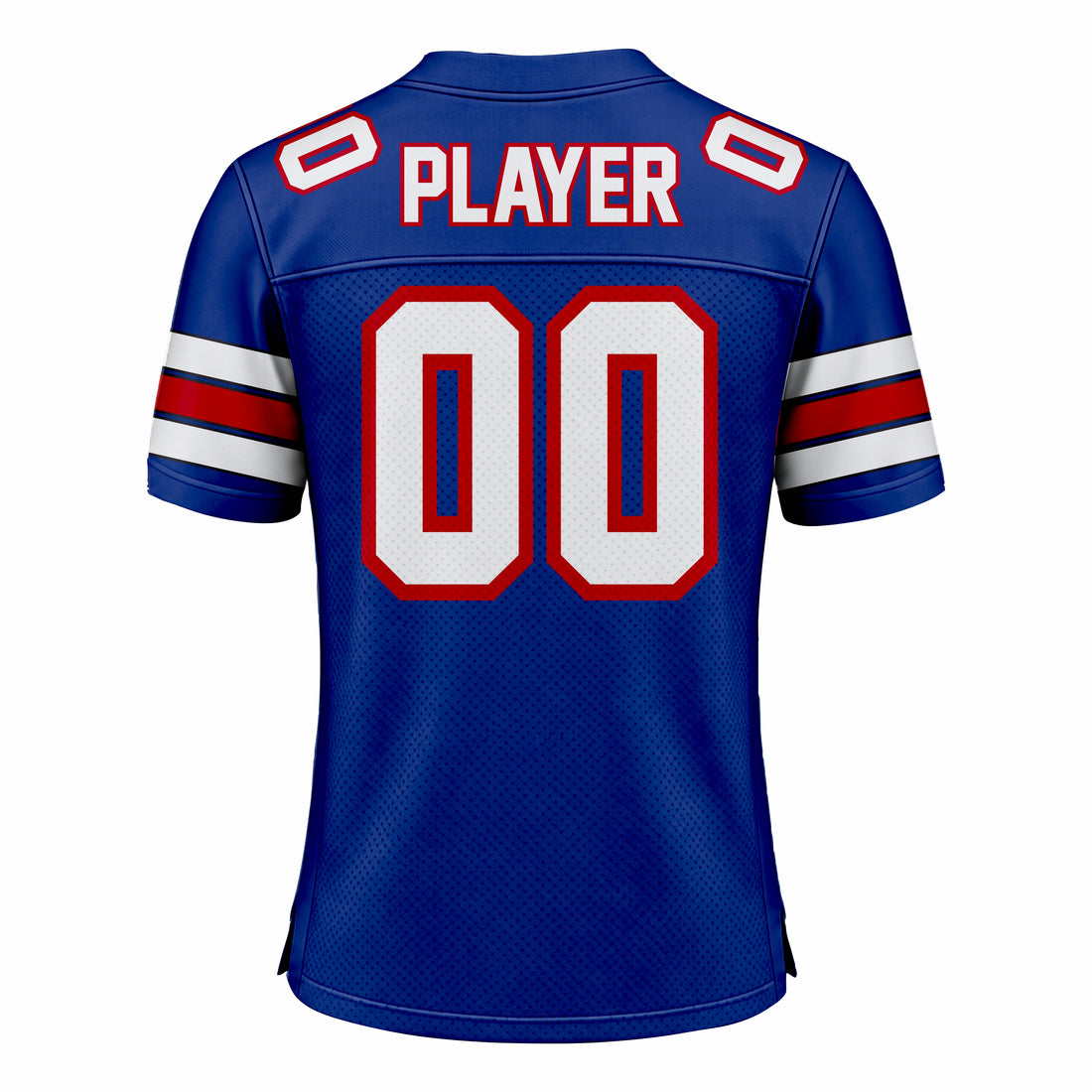 Custom Blue, White & Red American Football Fan Jersey