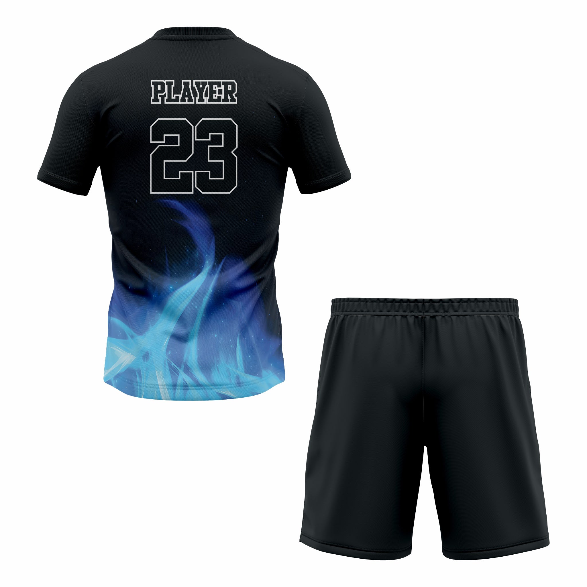 Custom Black & Blue Sublimation Soccer Uniform