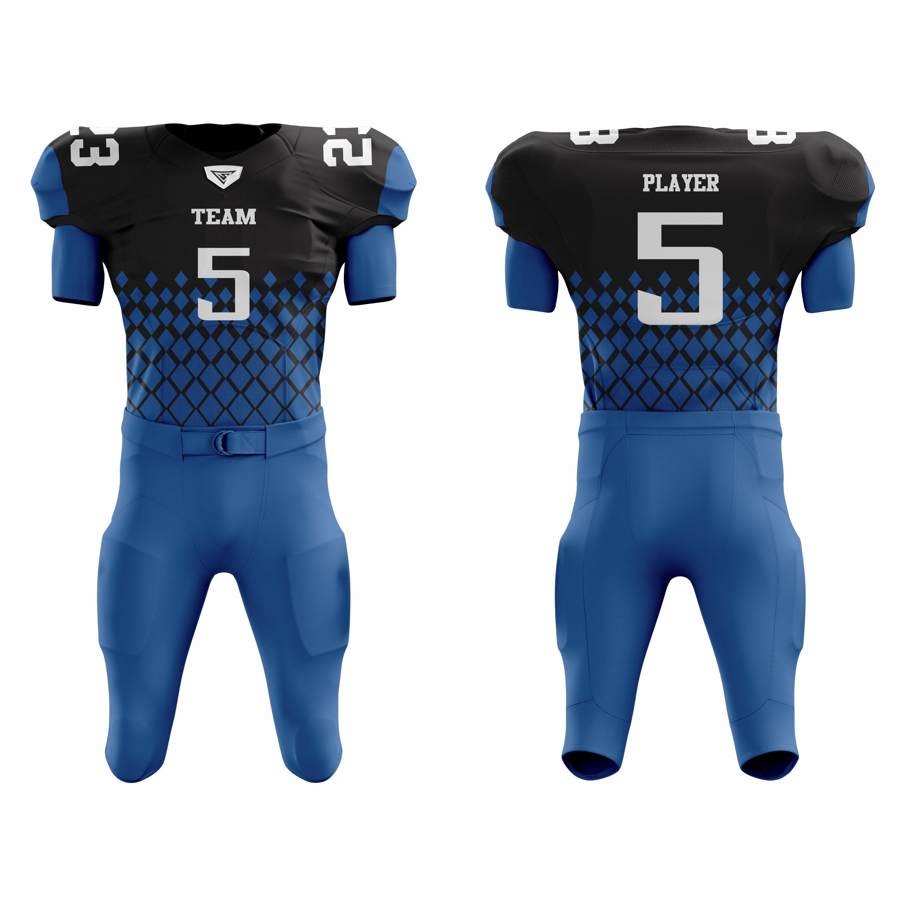 CUSTOM BLACK BLUE AMERICAN FOOTBALL UNIFORM