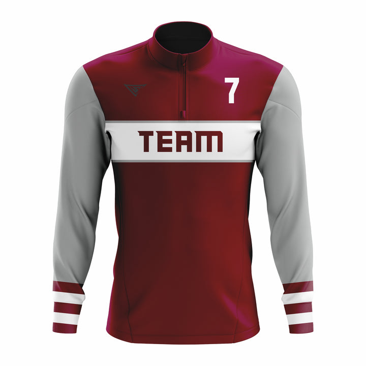 Custom Marron, Grey & White ¼ ZIP LONG SLEEVE CAGE JACKET