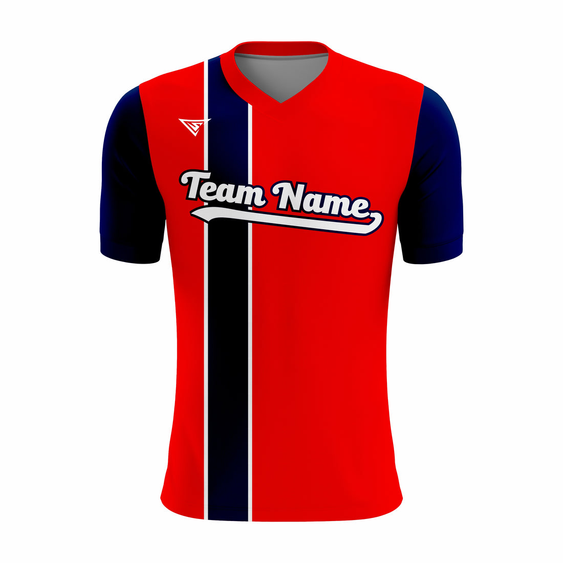 Custom Red, Dark Blue & White V-Neck Softball Jerseys