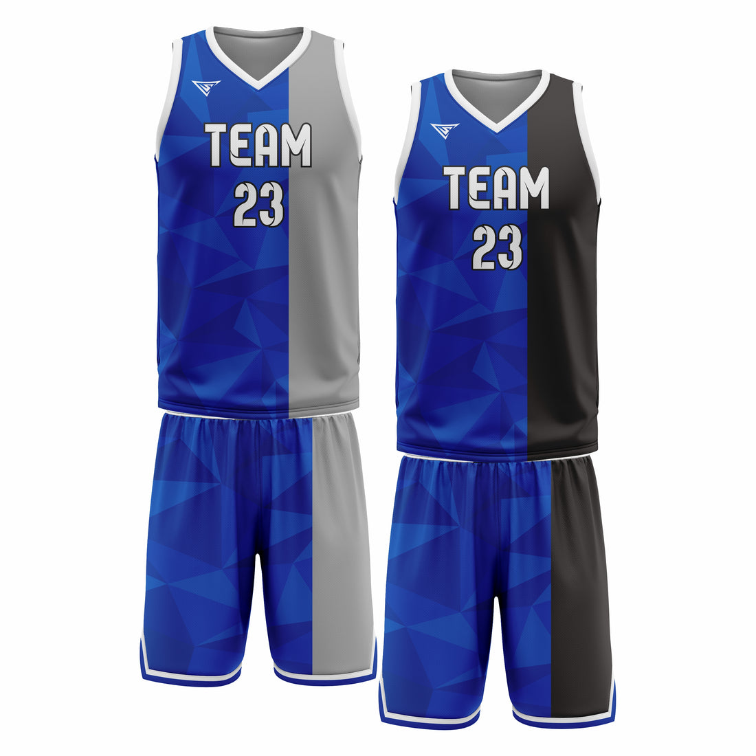 Custom Black Blue Grey Double Side Basketball Uniform Set | Sports Custom Uniform