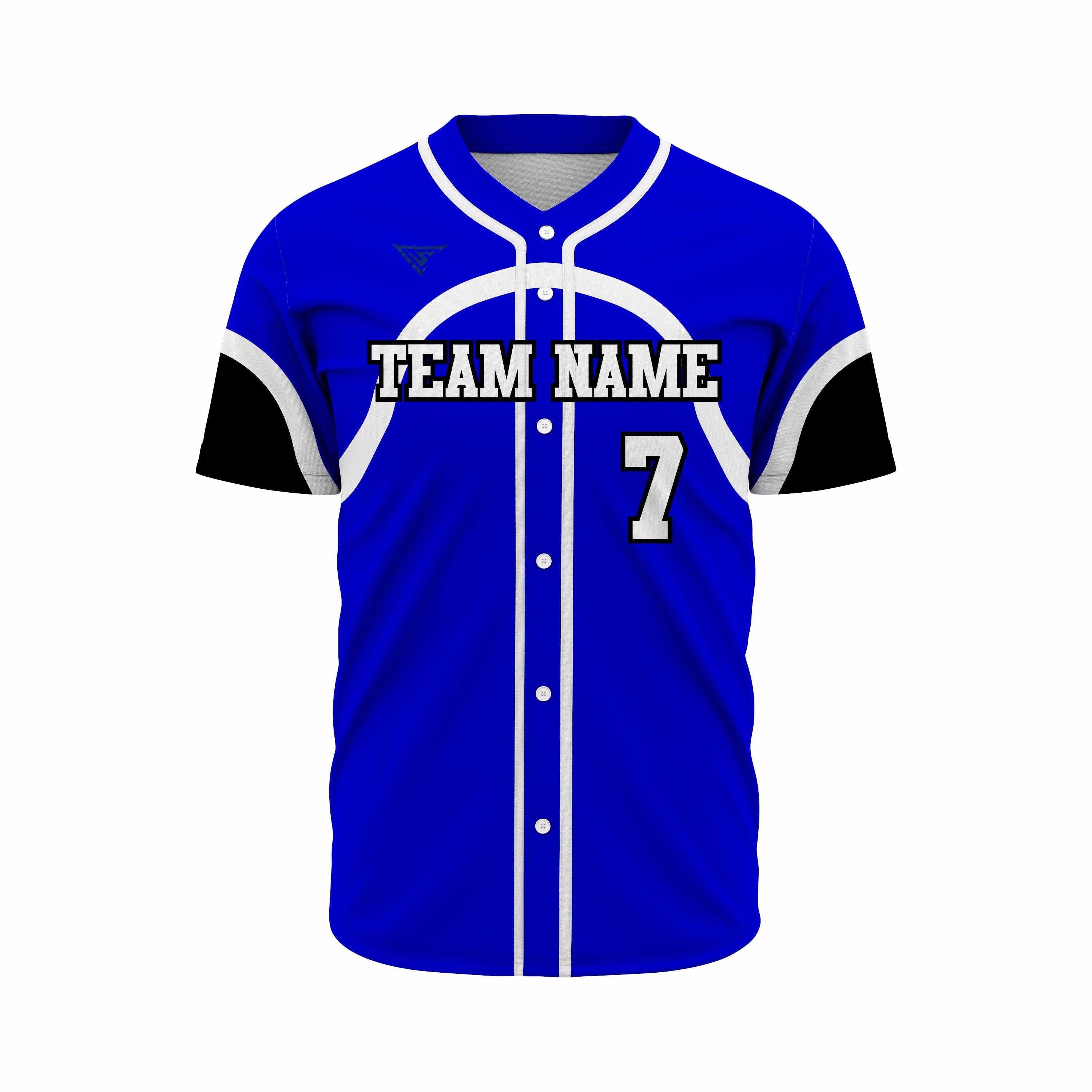 Custom Blue, White & Black Authentic Softball full Buttons Jersey