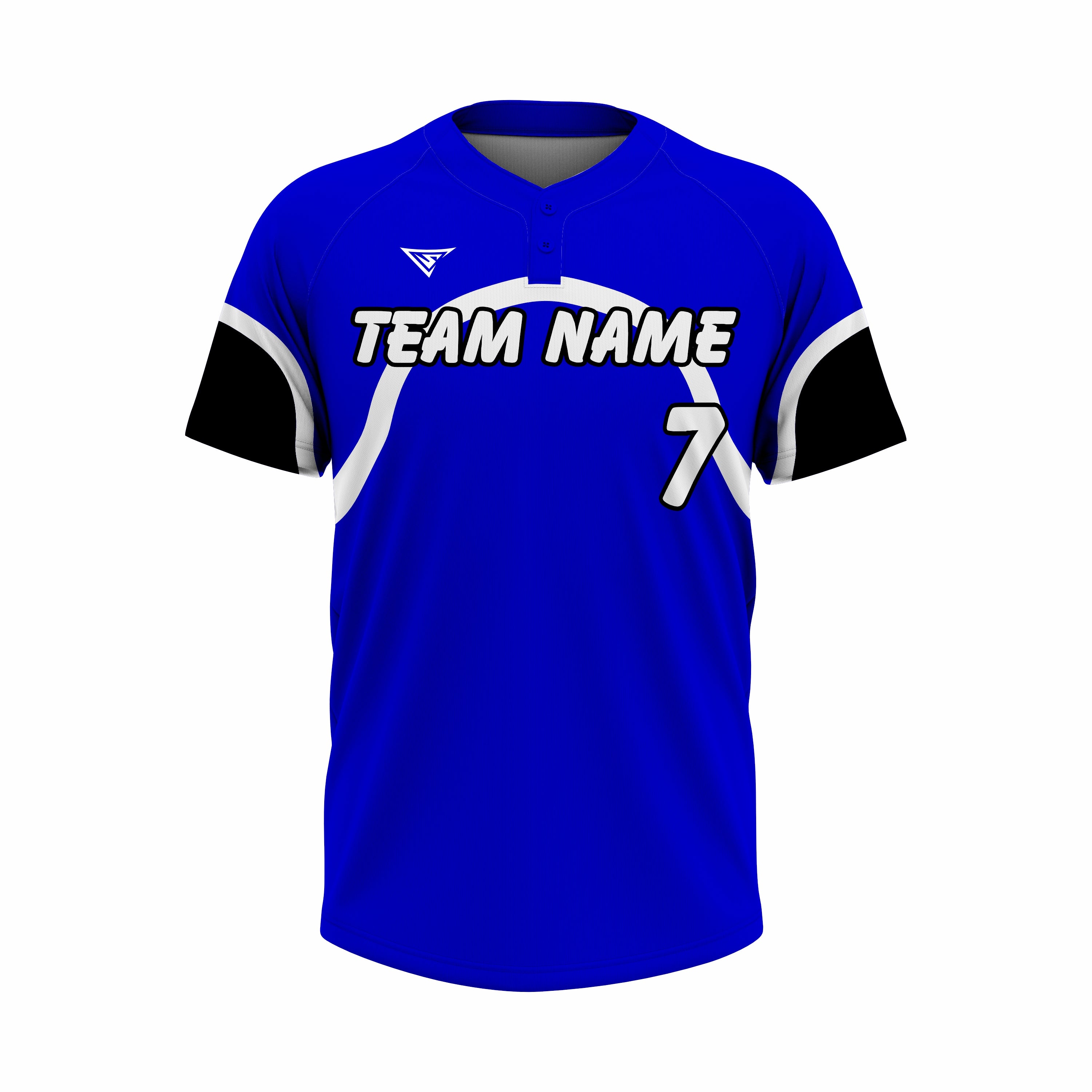 Custom Blue, White & Black Authentic Softball two Buttons Jersey