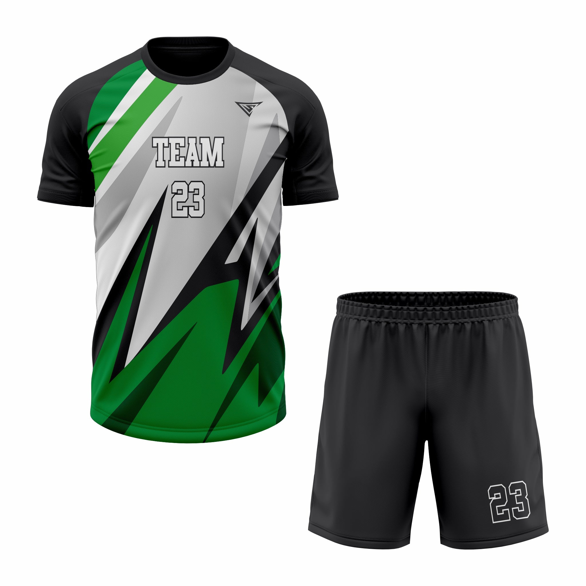 Custom Black, Green & Grey Sublimation Soccer Uniform