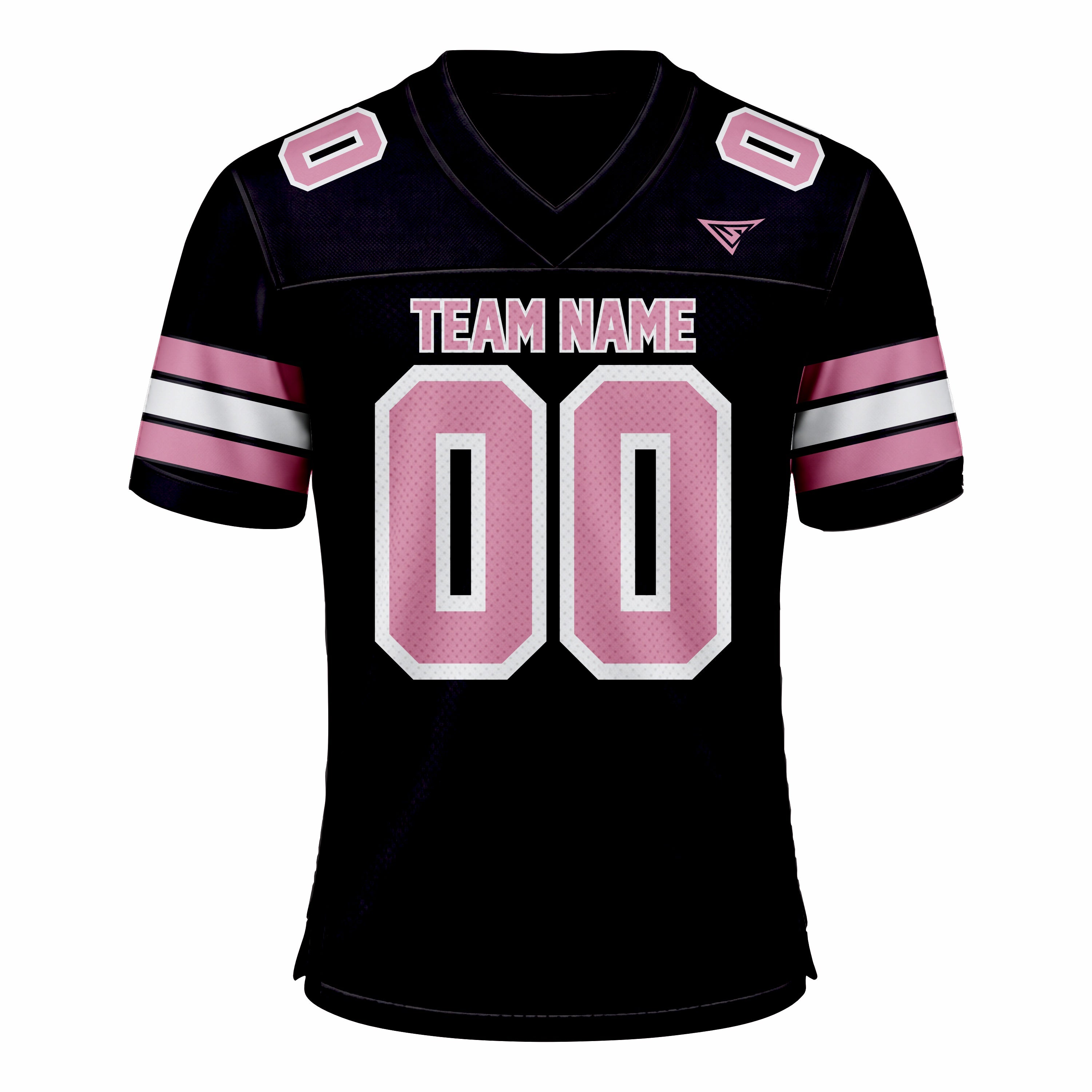 Custom Black, Pink & White American Football Fan Jersey