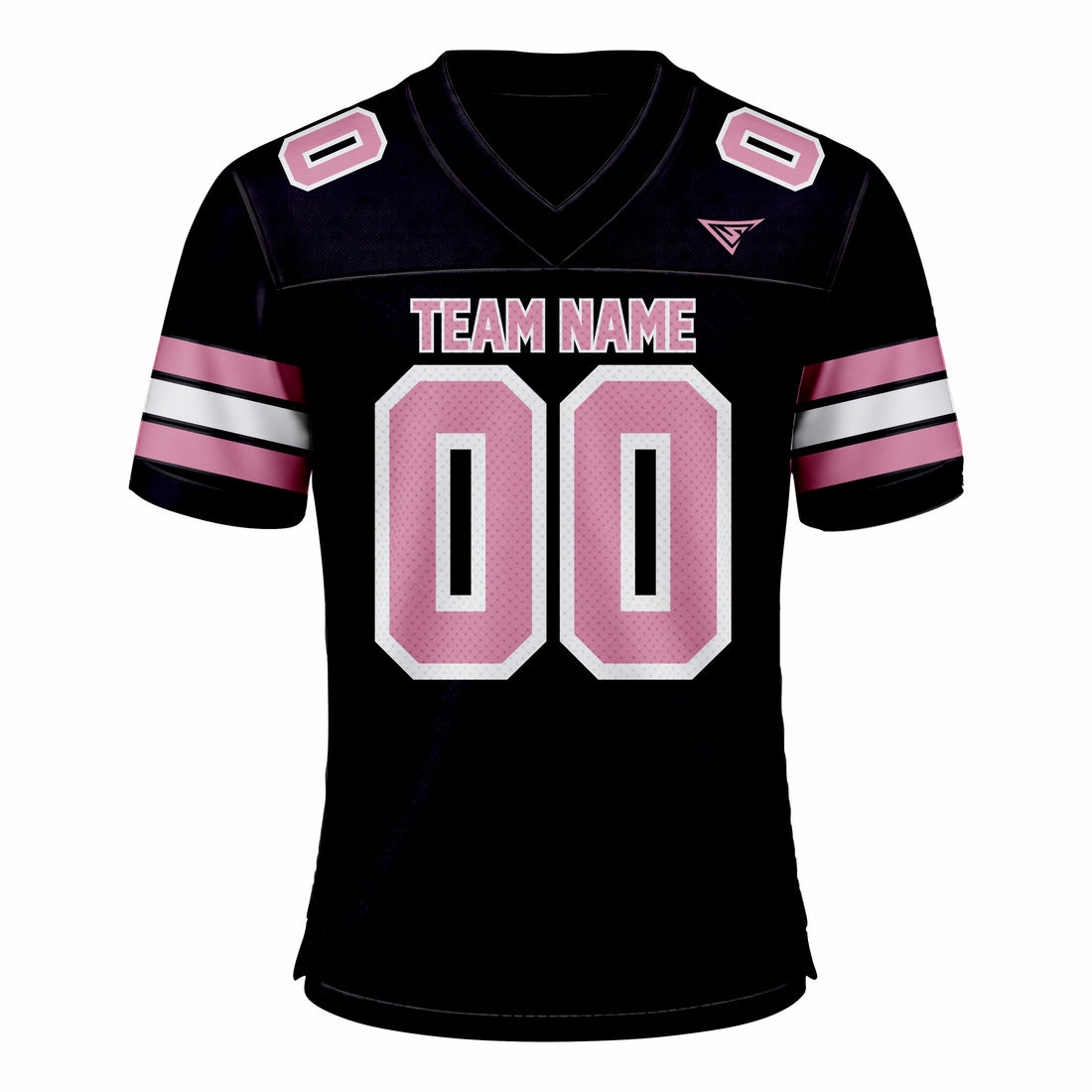 Custom Black, Pink & White American Football Fan Jersey